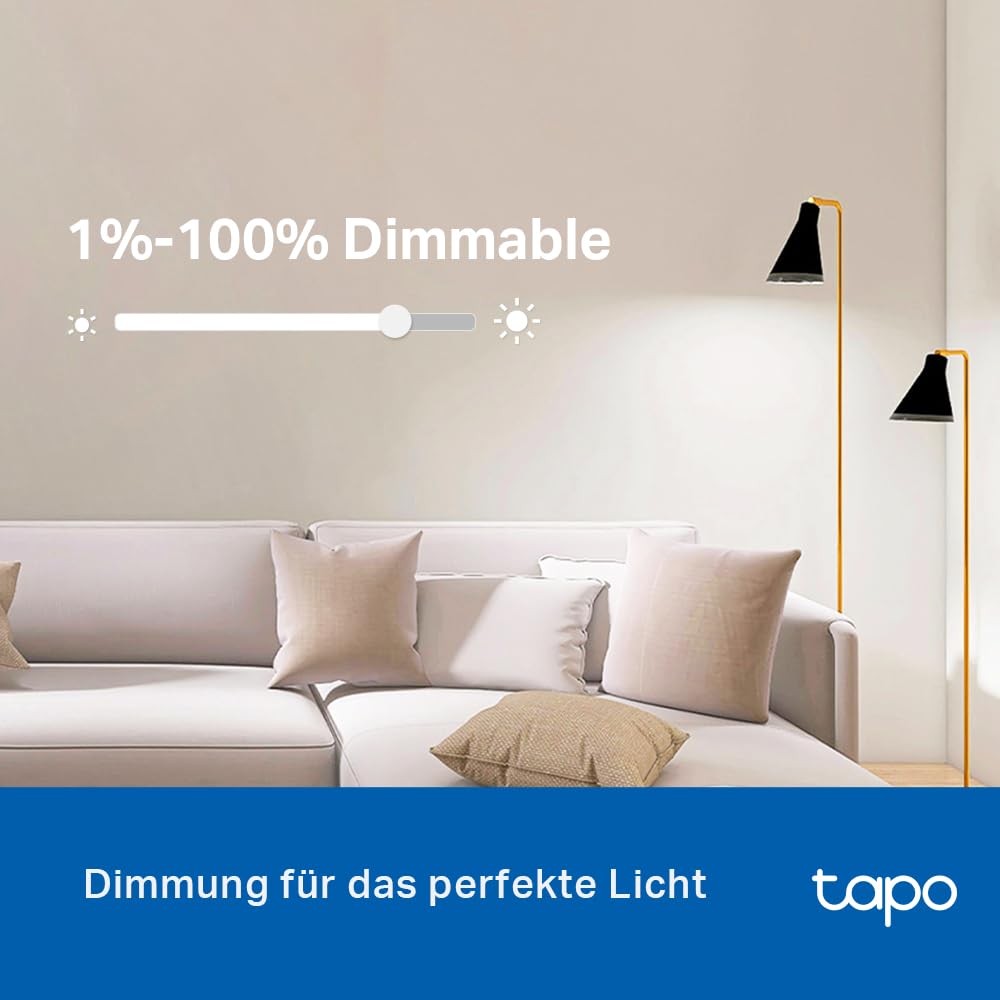 Tapo TP-Link L520E smarte WLAN Glühbirne E27, kaltesWeiß und dimmbar