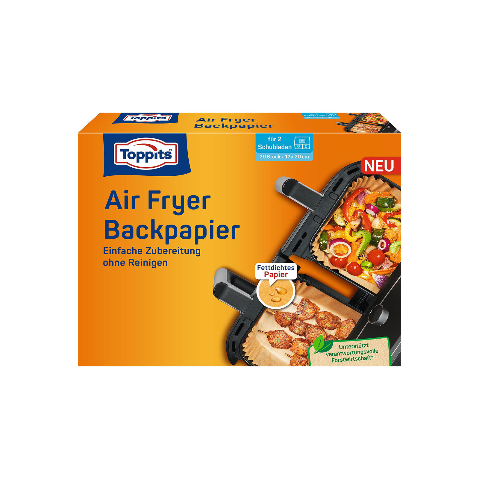 Toppits Backpapier Air Fryer 12x20cm (20 Stück)