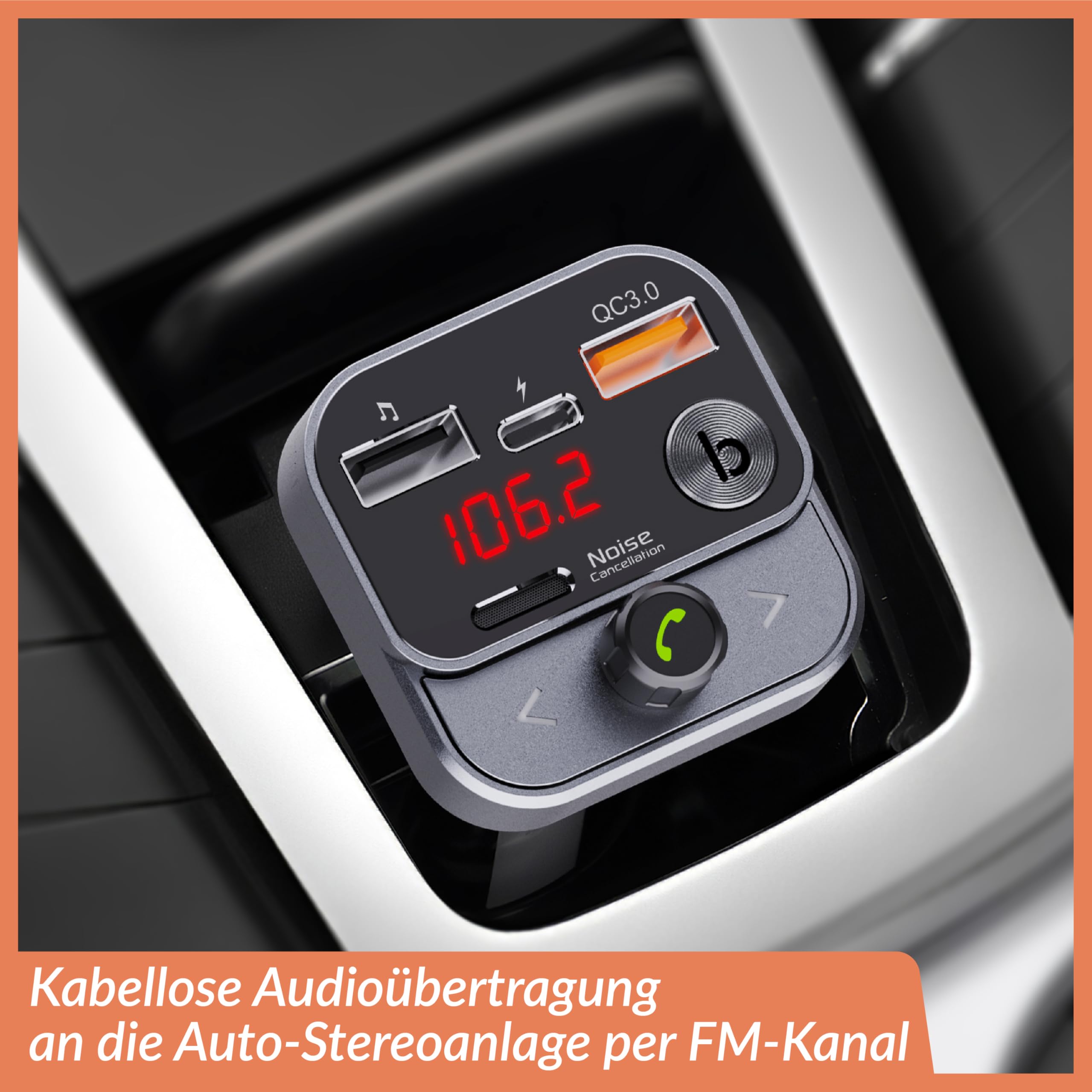 TECHNAXX FMT1700BT FM-Transmitter Bluetooth USB Freisprechfunktion
