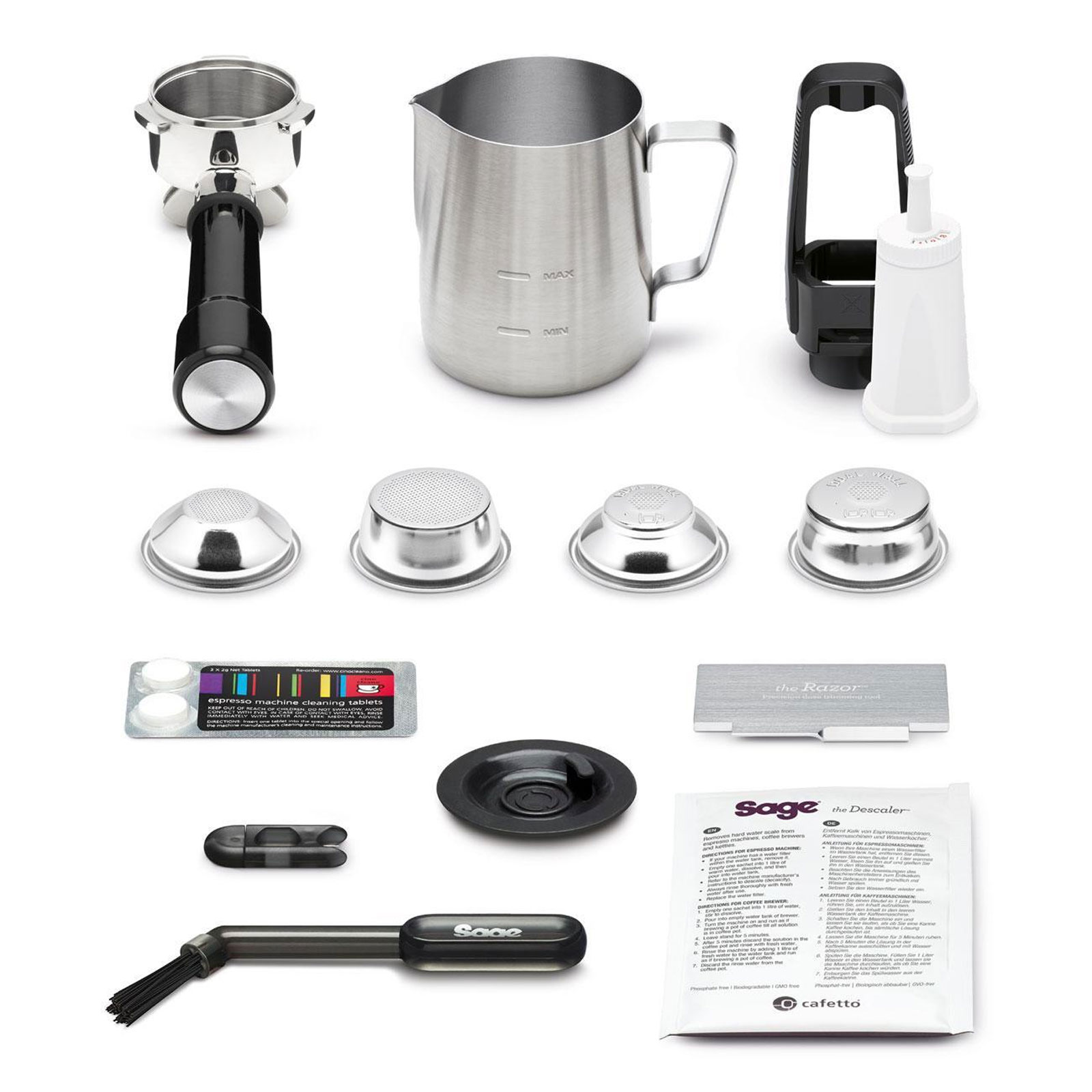 Sage SES882BSS Siebträger-Espressomaschine (ThermoJet®, 3 Sekunden Aufheizzeit, integriertes Mahlwerk, Auto MilQ™, Cold Brew, Touchscreen)