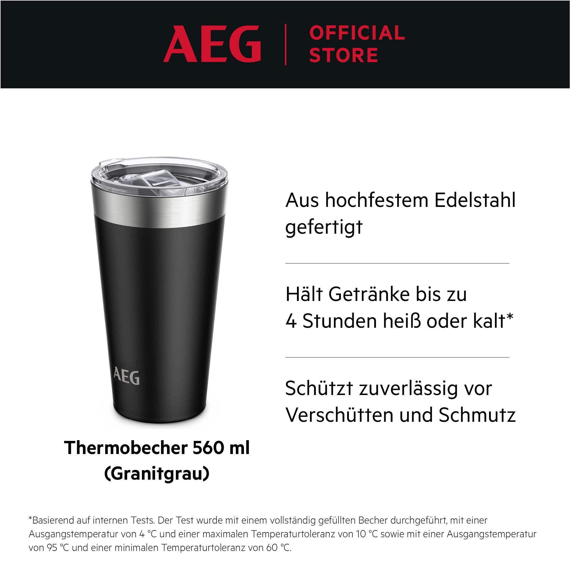 AEG ATHC02 Thermobecher, 0,56 l Fassungsvermögen, Schwarz, Edelstahl