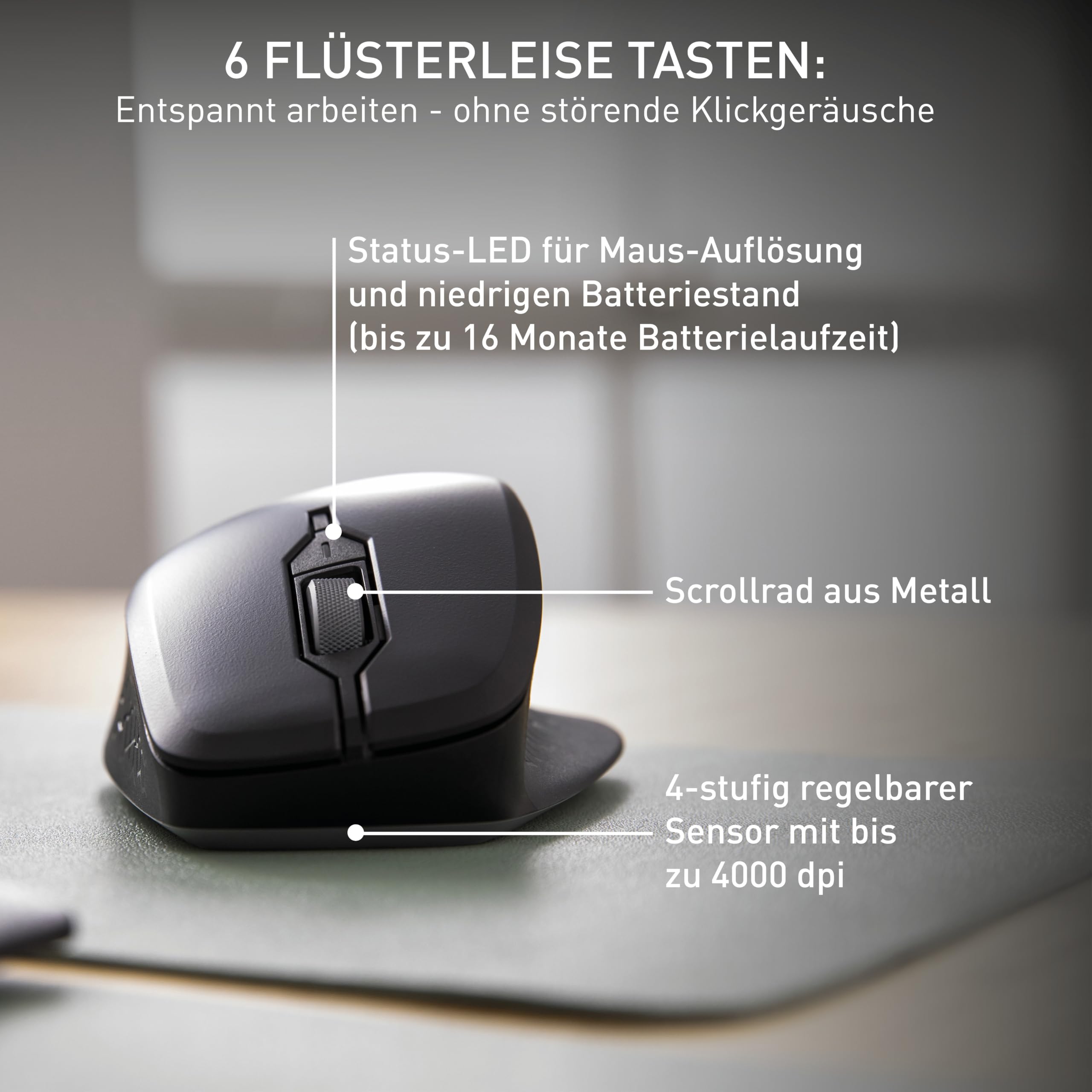 CHERRY STREAM MOUSE COMFORT, Kabellose Ergonomische Maus