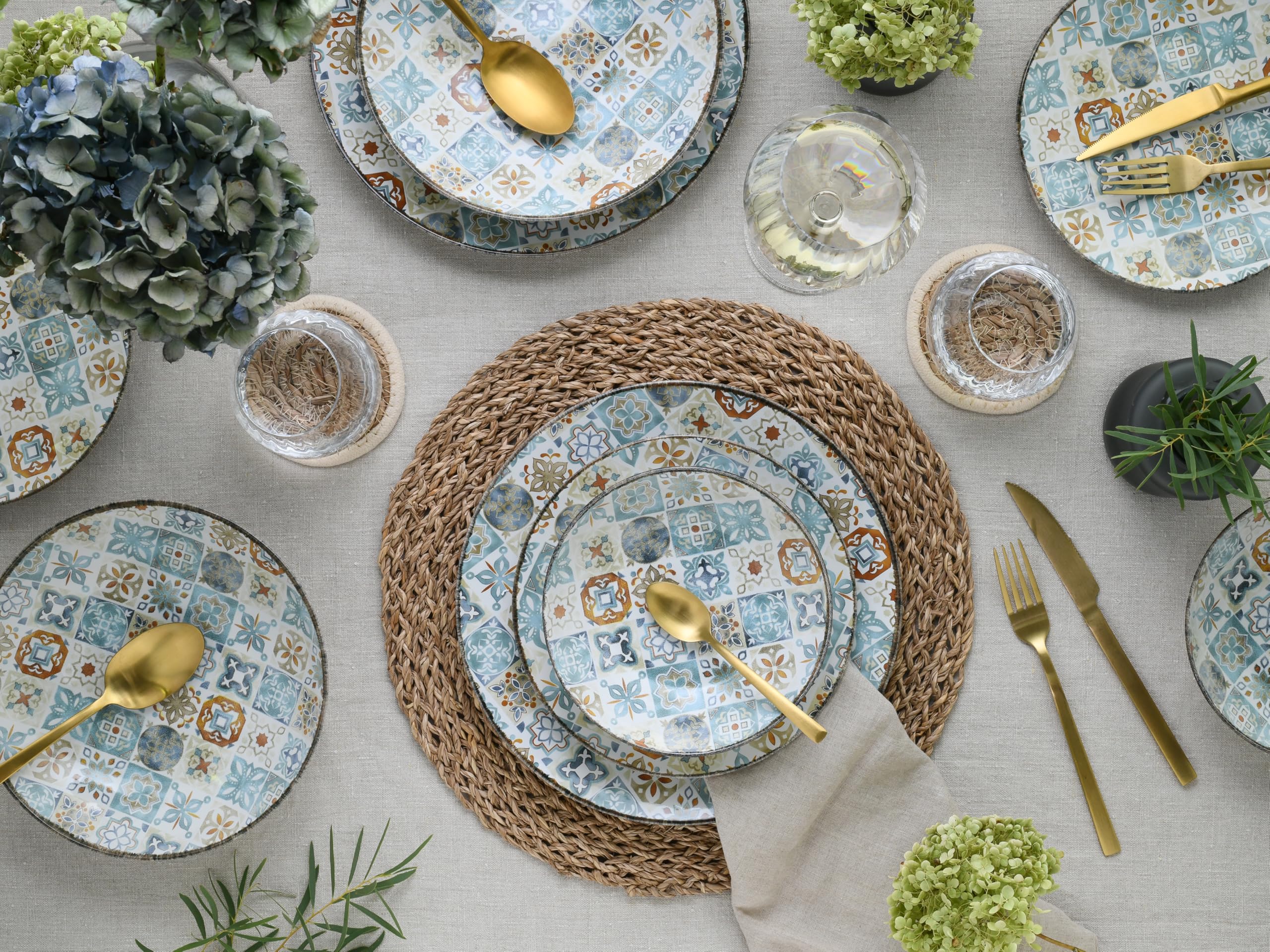 CreaTable, 24724, Serie Mosaik, 16-teiliges Geschirrset für 4 Personen