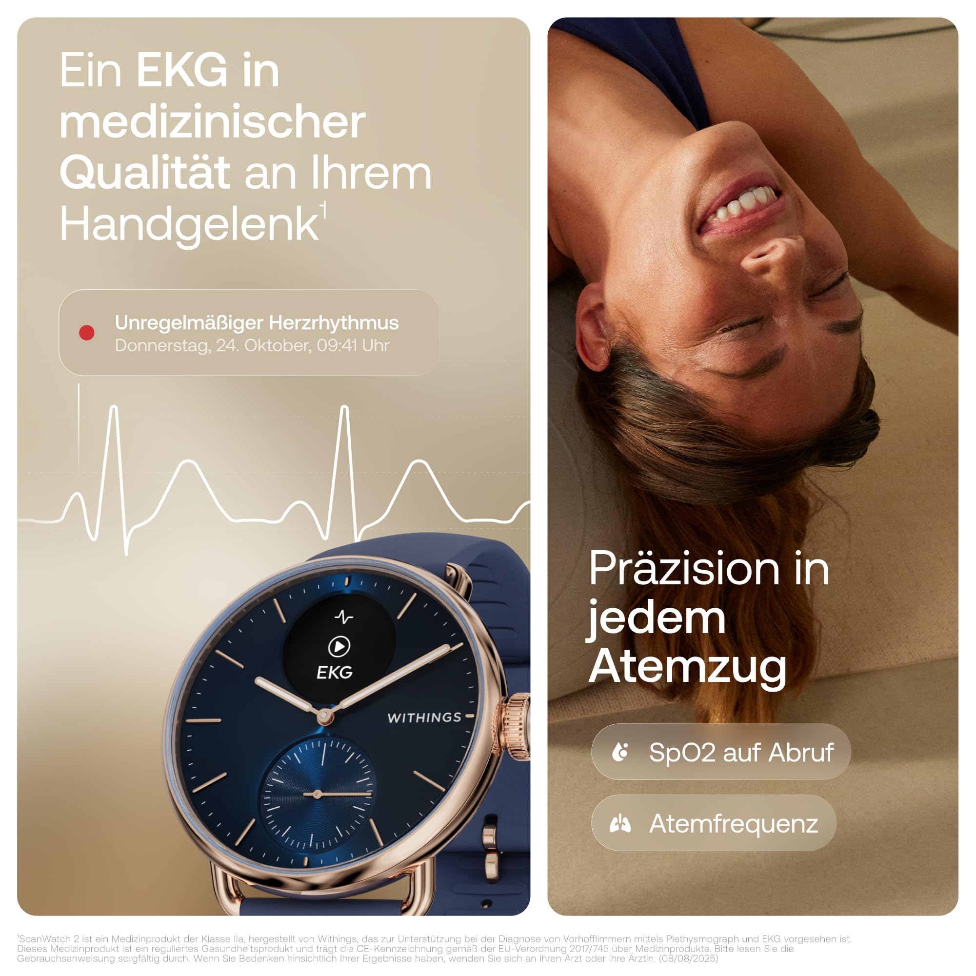Withings ScanWatch 2 – Gesundheits-Smartwatch für Damen und Herren