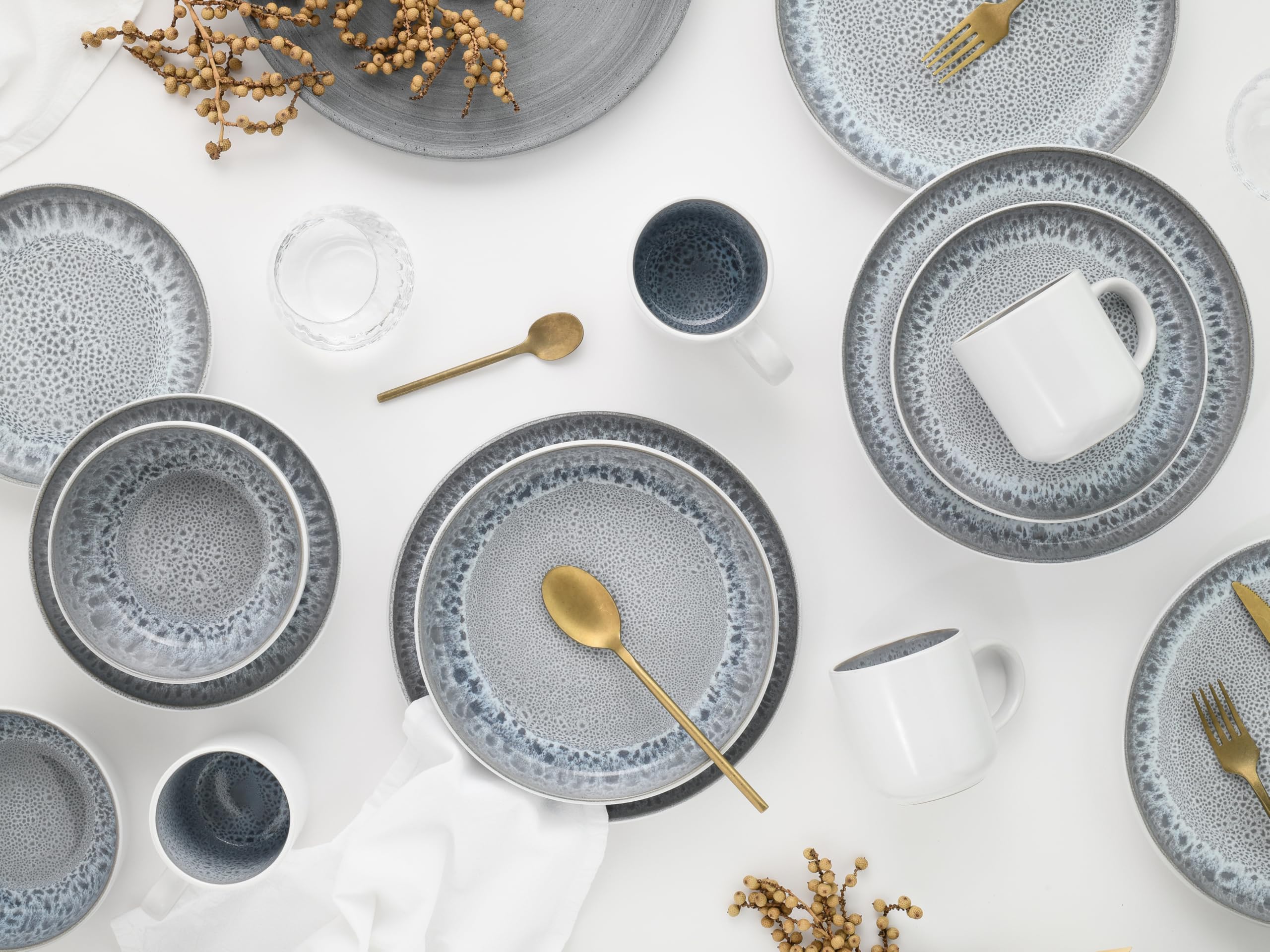 CreaTable 24888 Kombiservice Serie Nordic Fjord Stone 16-tlg. 4 Personen