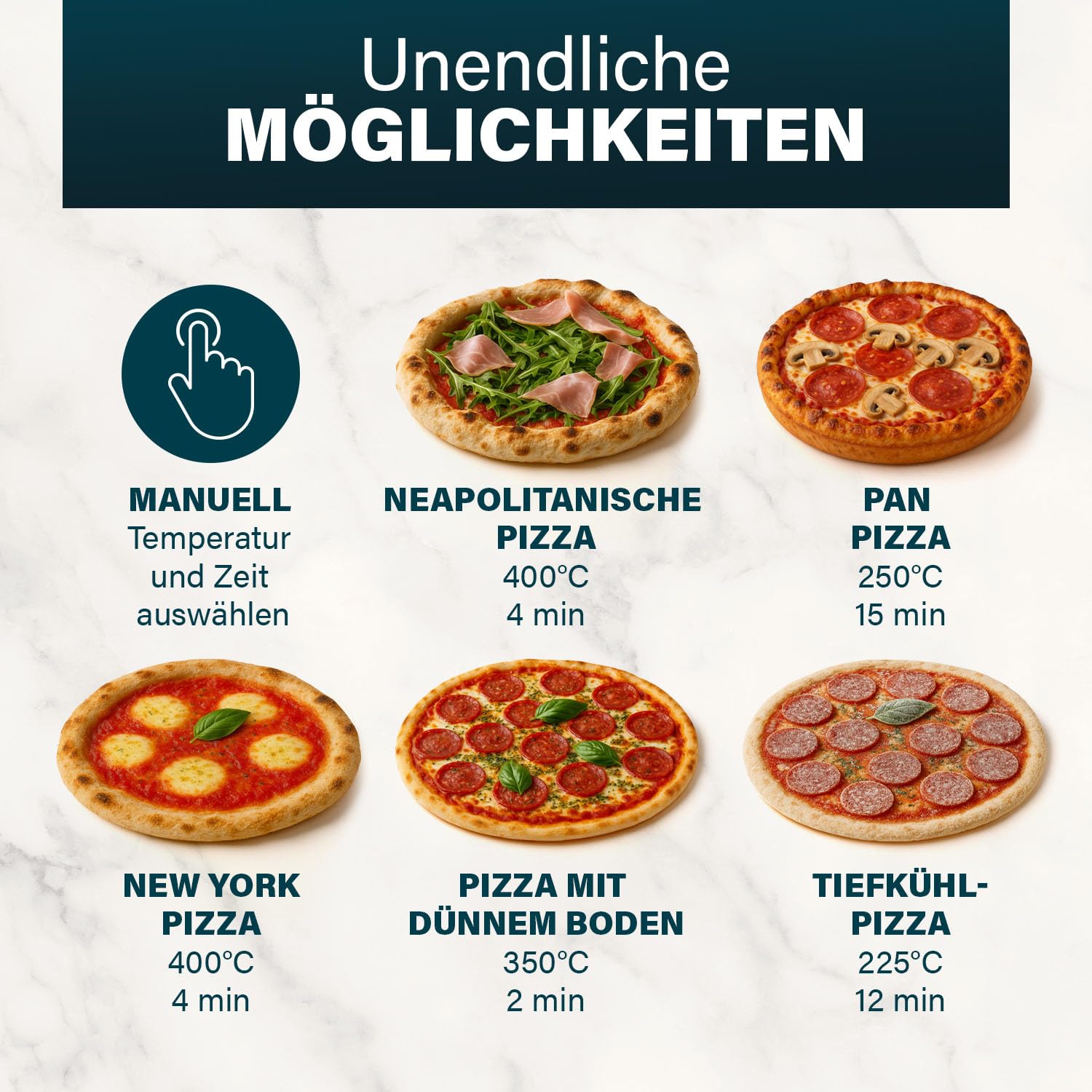 Princess Pizzaofen Pro Max, 15L, 400°C, Digitales Bedienfeld, 2100W