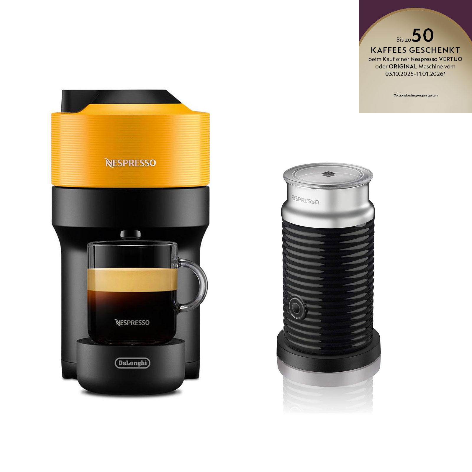 DeLonghi ENV90.Y  Vertuo Pop Nespresso Kapselmaschine + Aeroccino 3 Milchschäumer