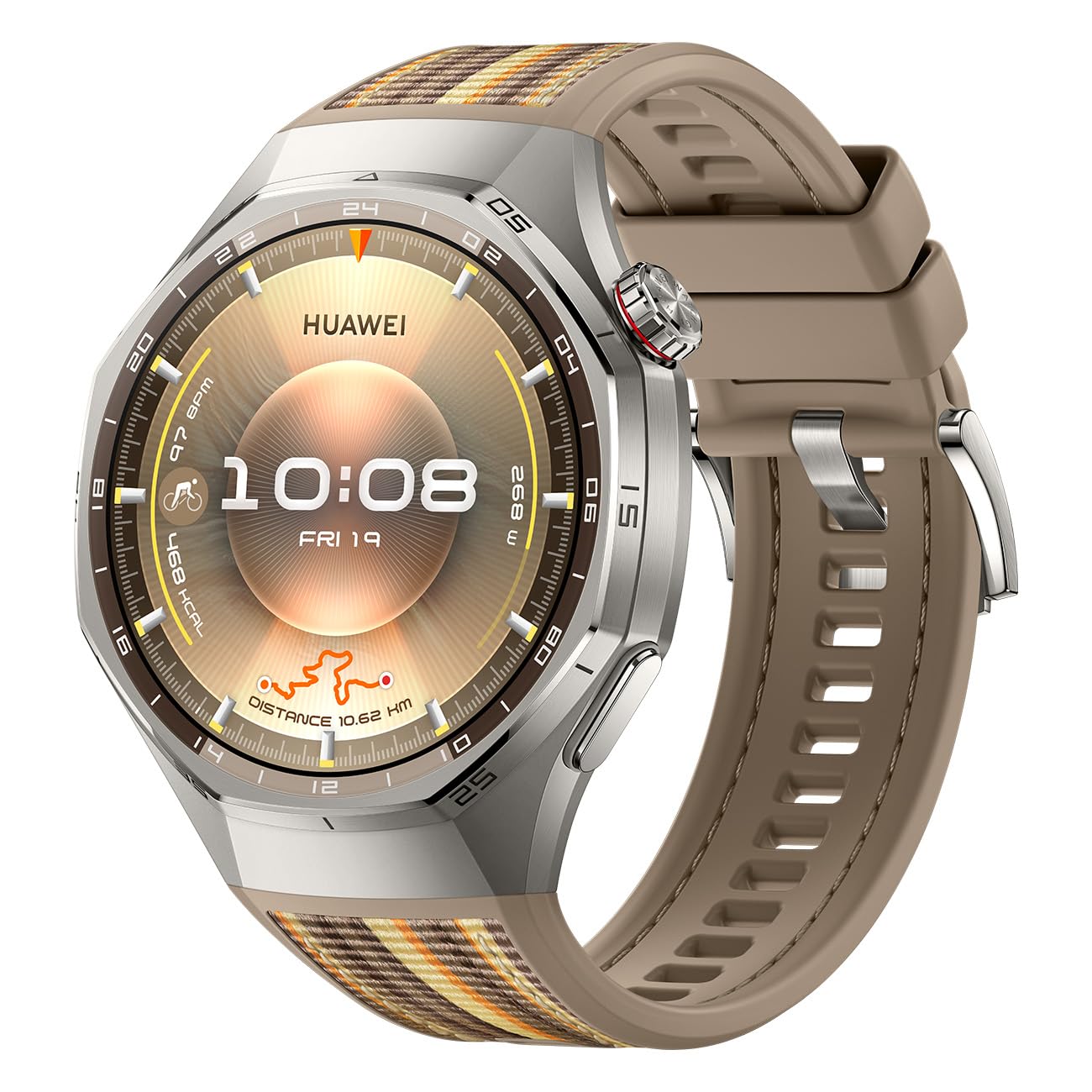 Huawei Watch GT6 Pro, 46mm, Titangehäuse mit braunem Nylonarmband Smartwatch