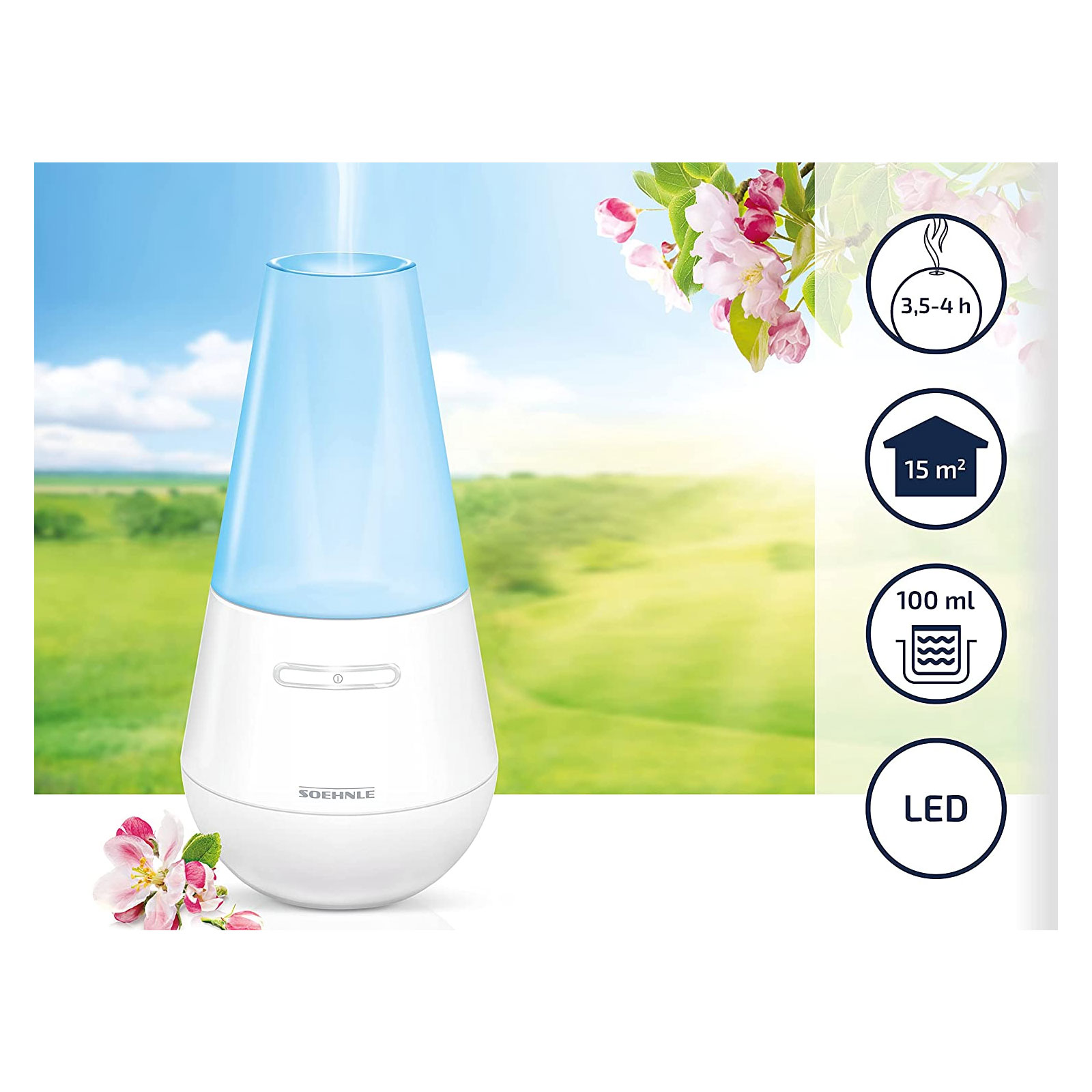 Soehnle 68025 Aroma Diffuser Valencia weiß, LED hellblau