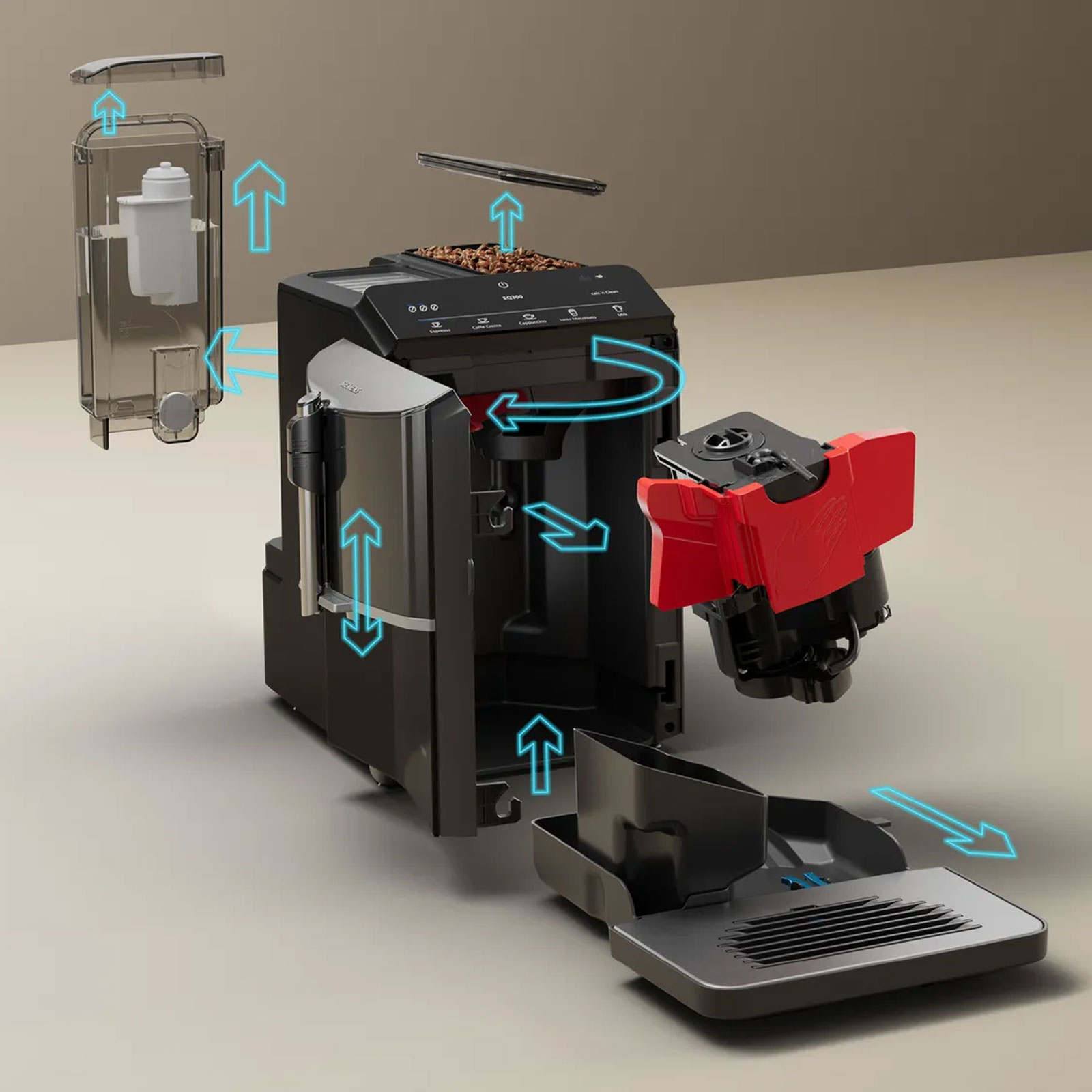 Siemens TF301E19, Kaffeevollautomat schwarz Entkalkungstabletten TZ80002A