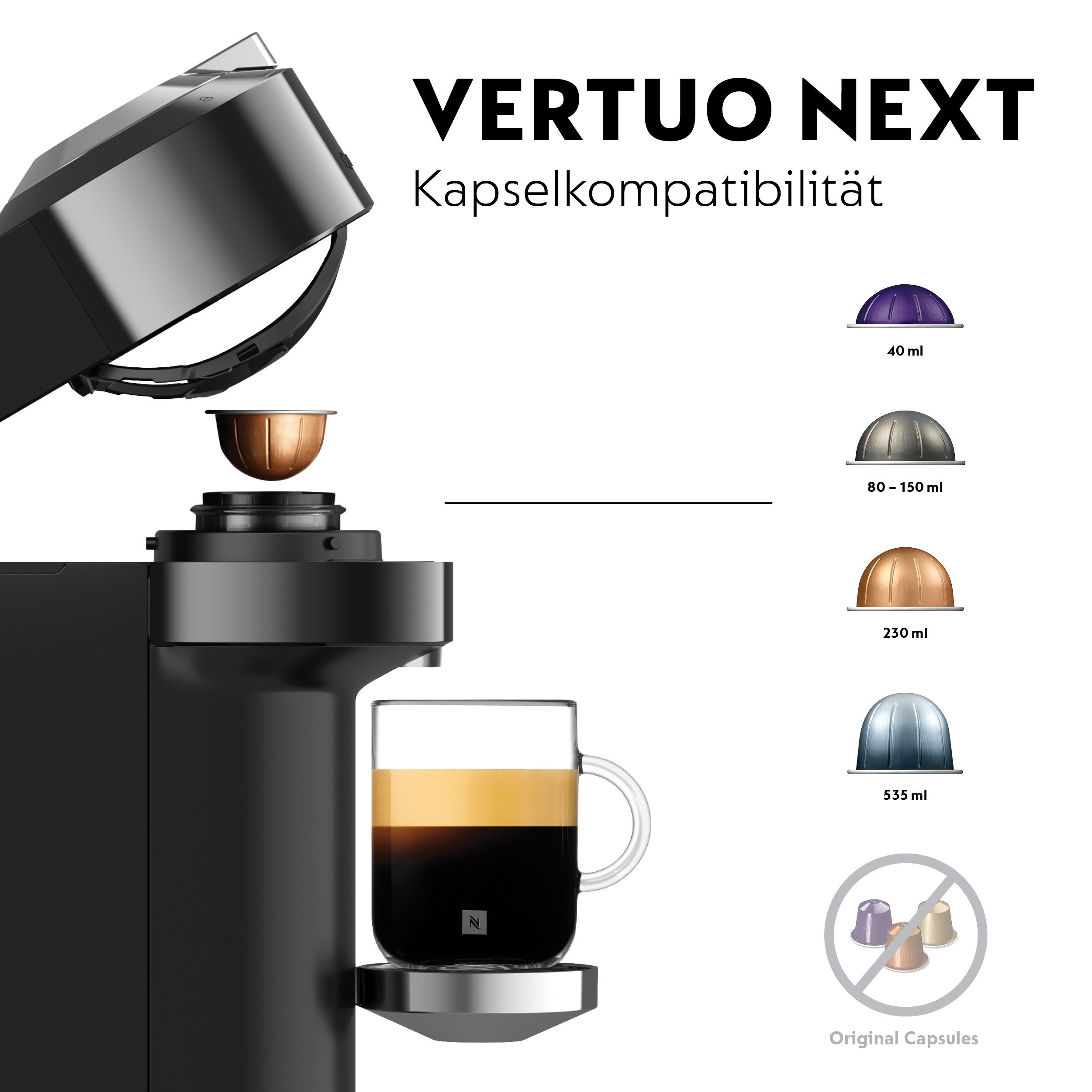 Krups XN 910C Nespresso Vertuo Next Dark Chrome + Nespresso Aeroccino 3 Milchaufschäumer