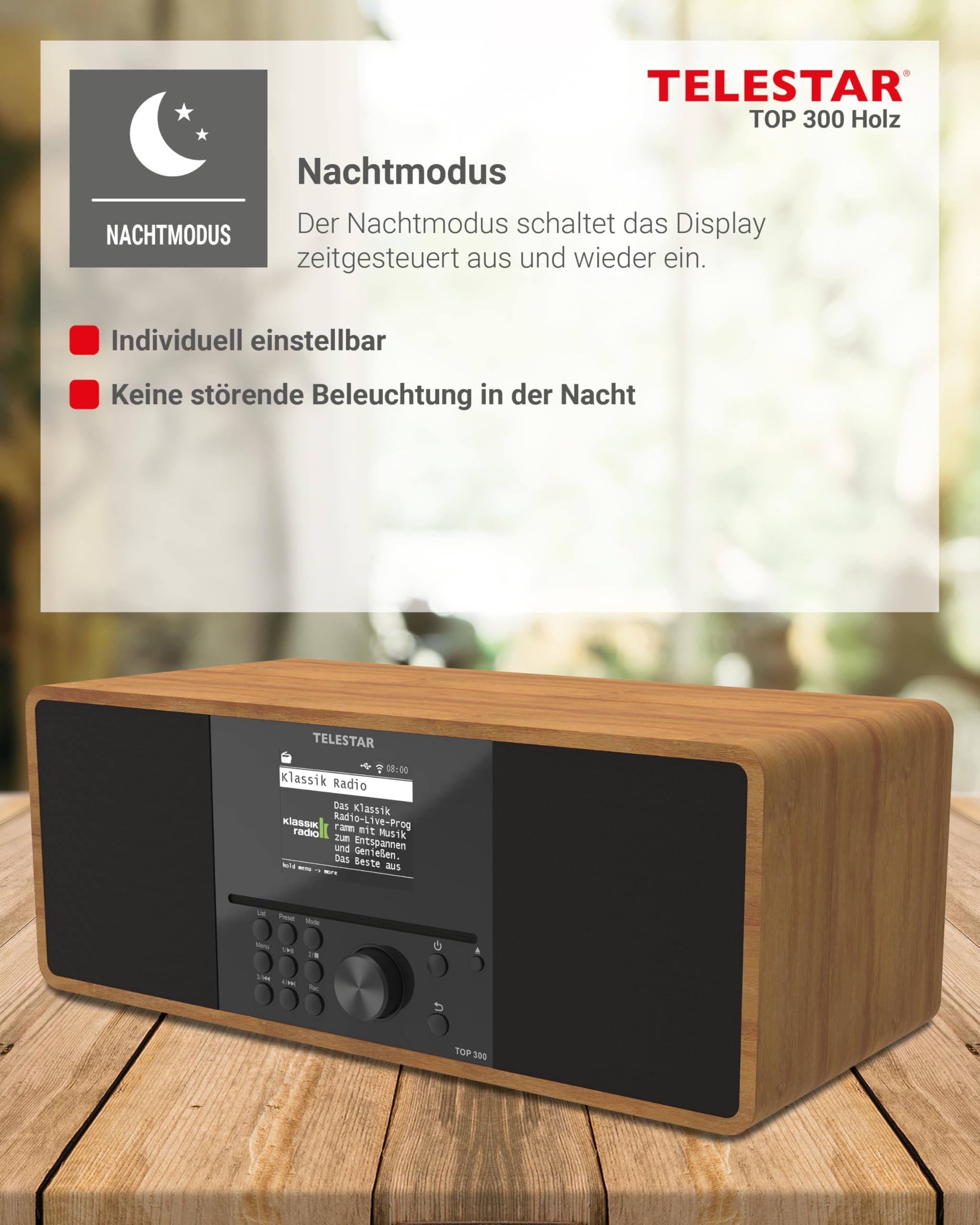 TELESTAR TOP 300 DAB+ Internetradio mit CD-Player Streaming Bluetooth USB Holz