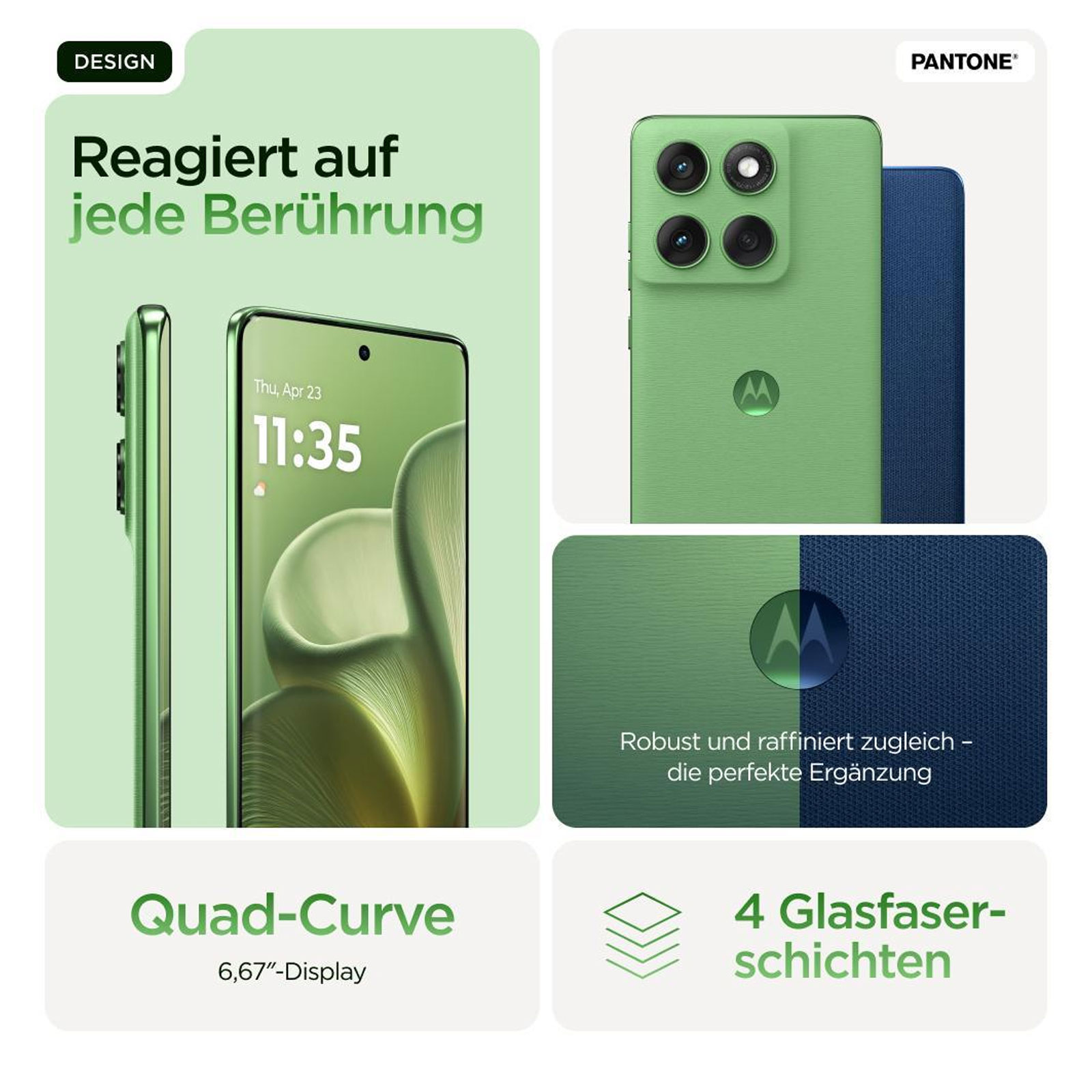 Motorola edge 60 12GB + 512GB PANTONE Gibraltar Sea Smartphone (6,67 Zoll, 50 MP, Triple-Kamera, Octa-Core, Fingerabdrucksensor, Gesichtserkennung, blau)