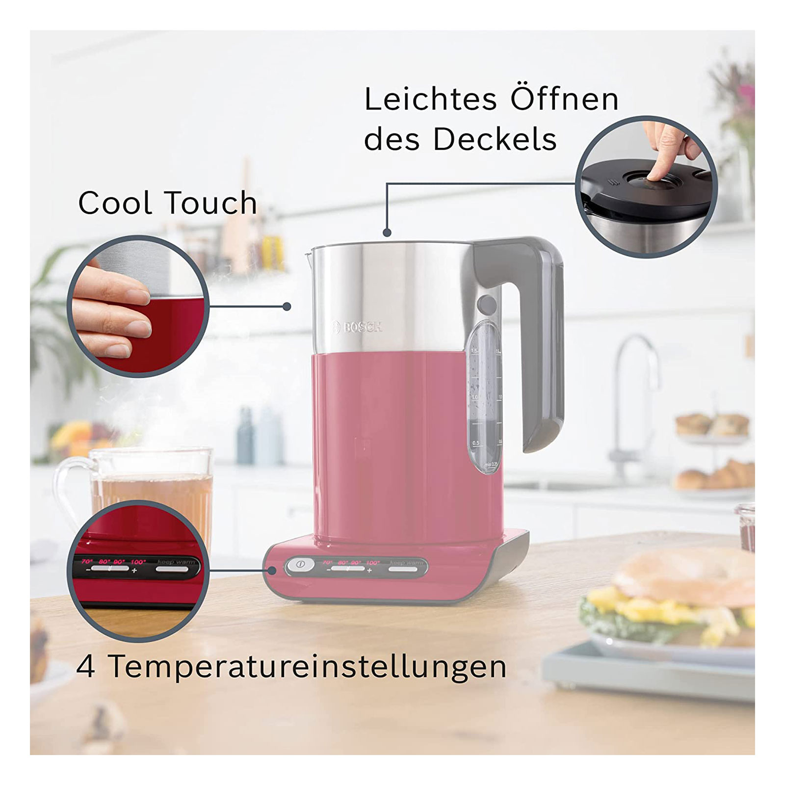 Bosch TWK8614P Wasserkocher Styline , Abschaltautomatik