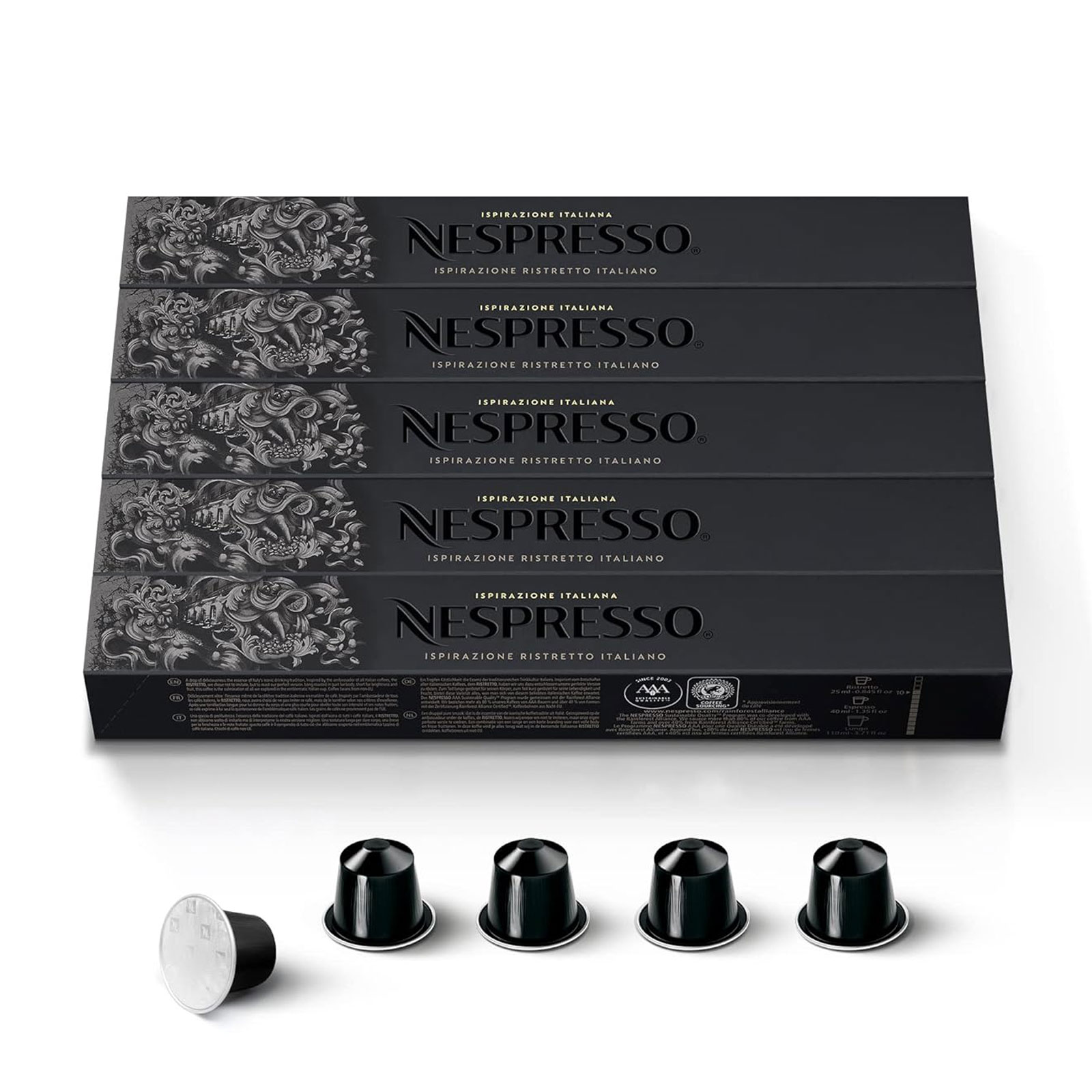 NESPRESSO ORIGINAL Ristretto, Dunkle Röstung, Kompatibel mit ORIGINAL Kaffeemaschinen, Kapsel Set aus 50 Kaffeekapseln