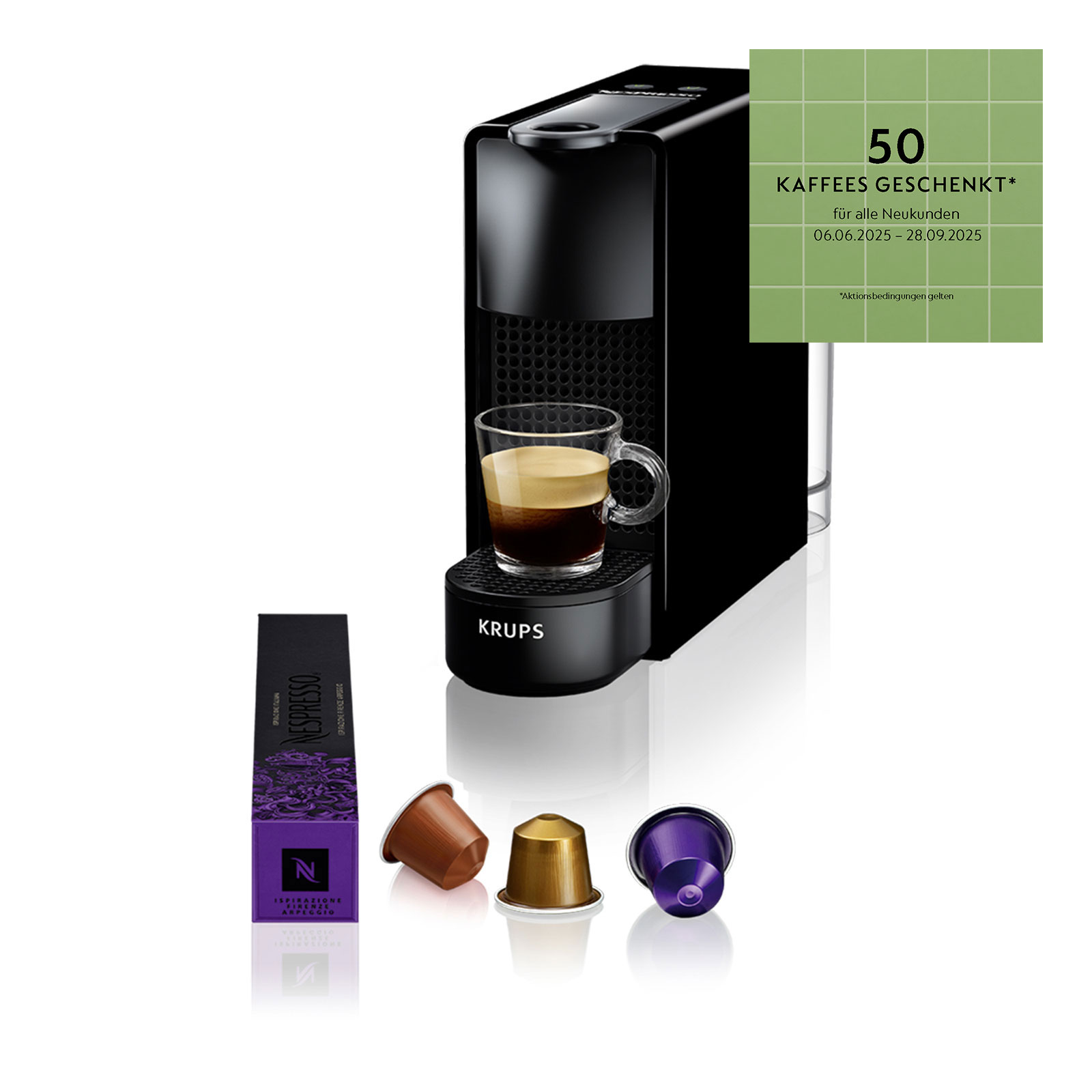 Krups XN1108 Essenza Mini Nespressomaschine Schwarz