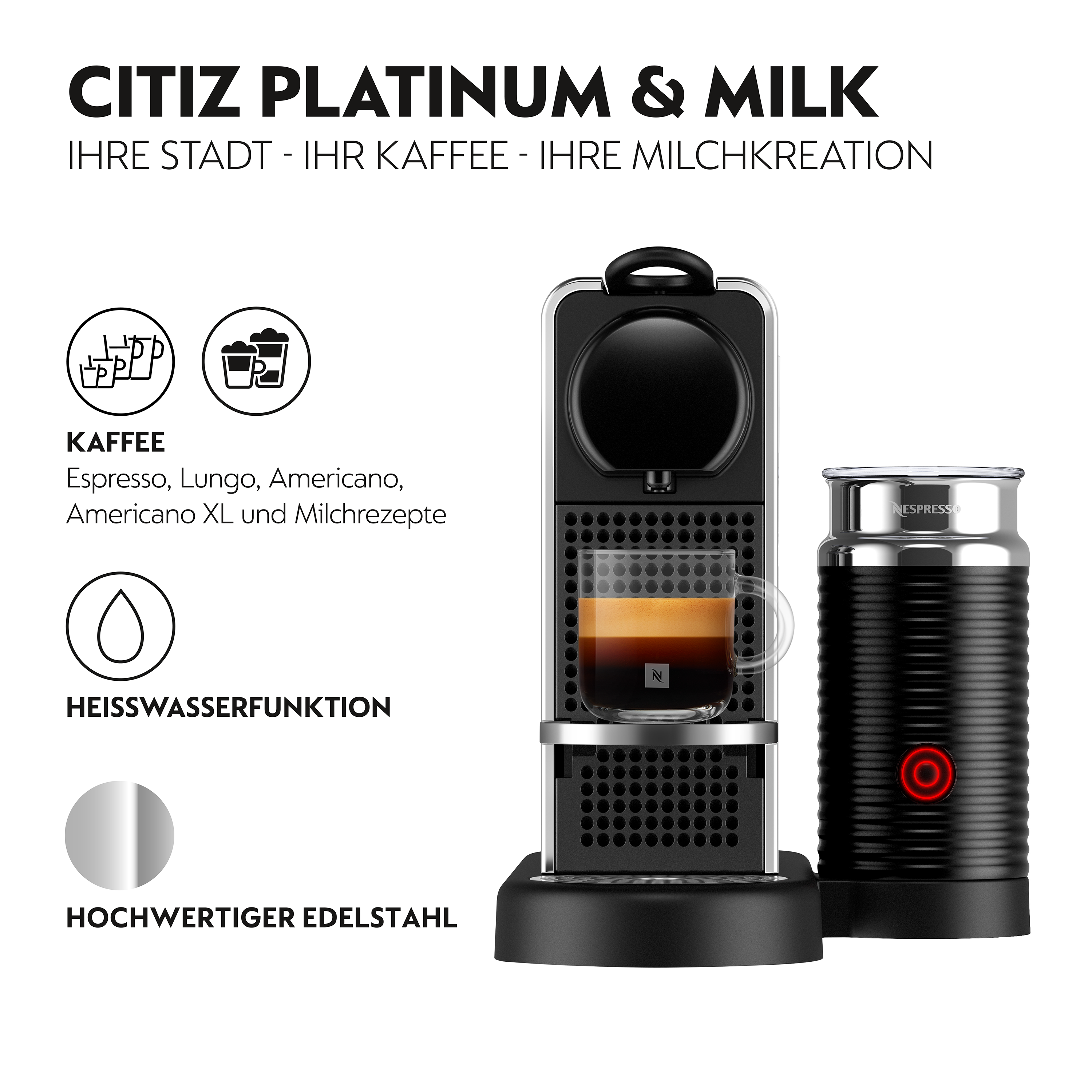 KRUPS Citiz Platinum &; Milk XN630 Nespresso-Kapselmaschine