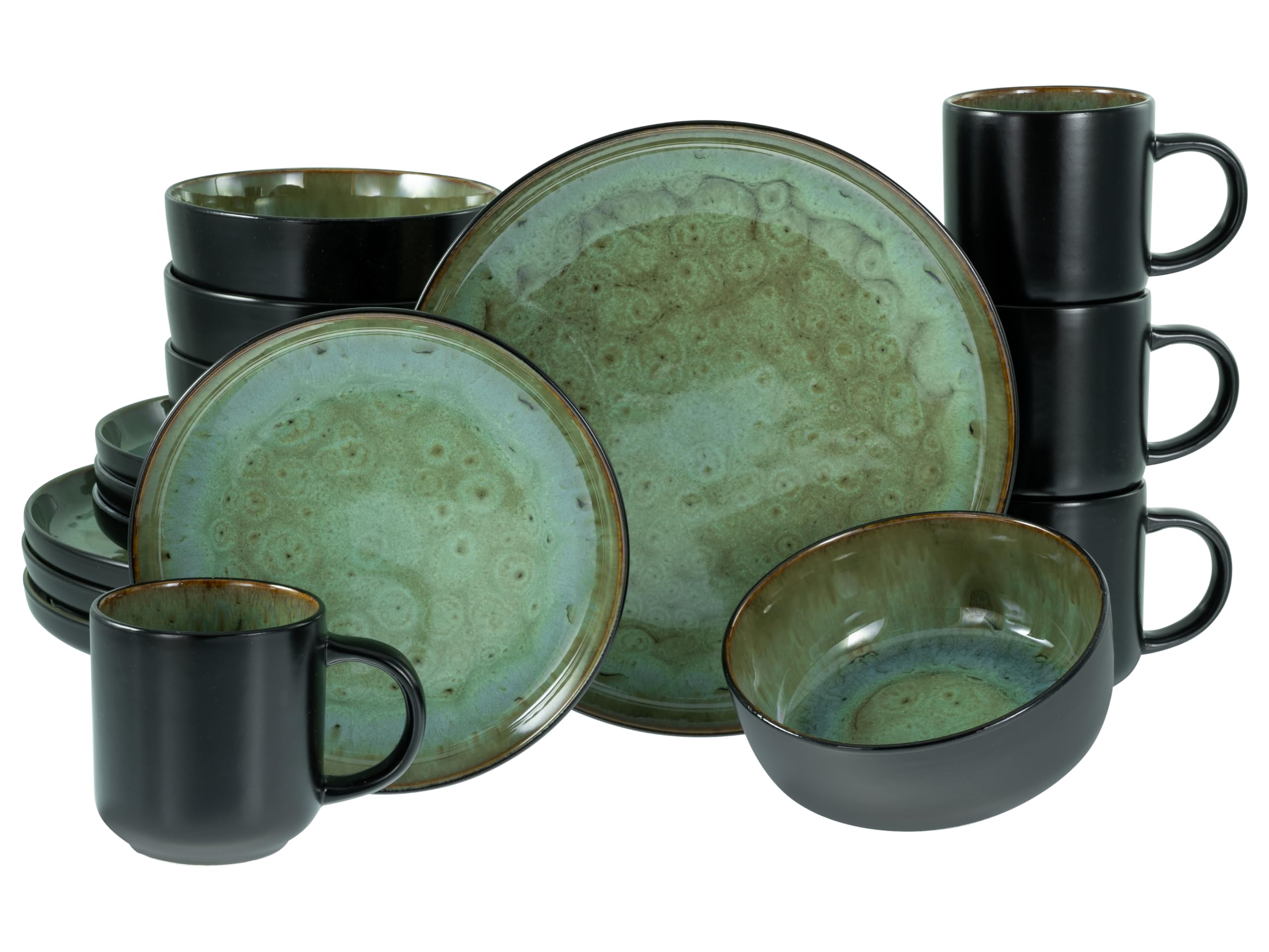 CreaTable 20166 Kombiservice Serie Nordic Fjord Green 16-tlg. 4 Personen