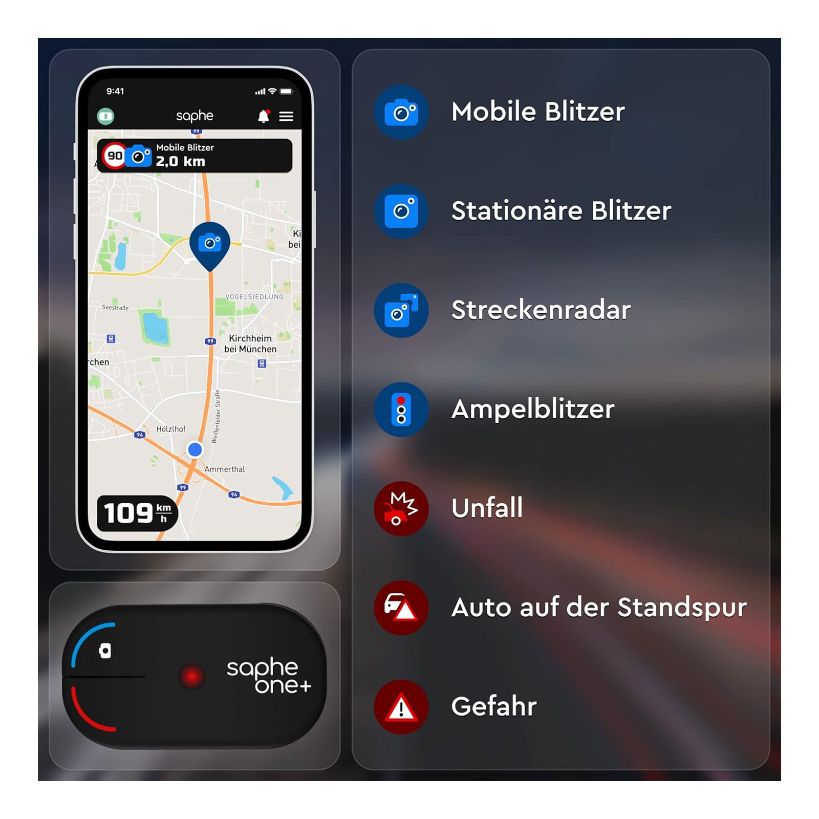 Saphe One+ Verkehrsalarm