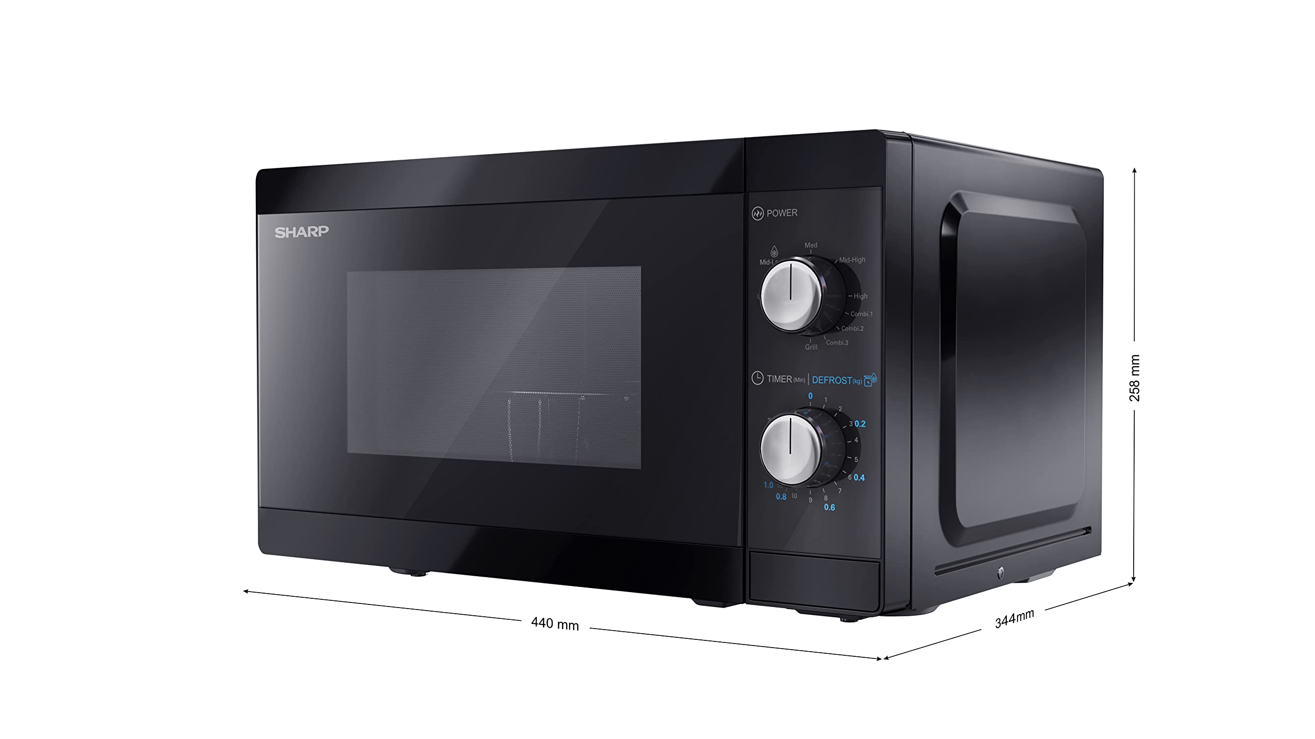 Sharp Mikrowelle YC-MG01E-B mit Grill 20L, 800W Mikrowellenleistung, 1000W Grill