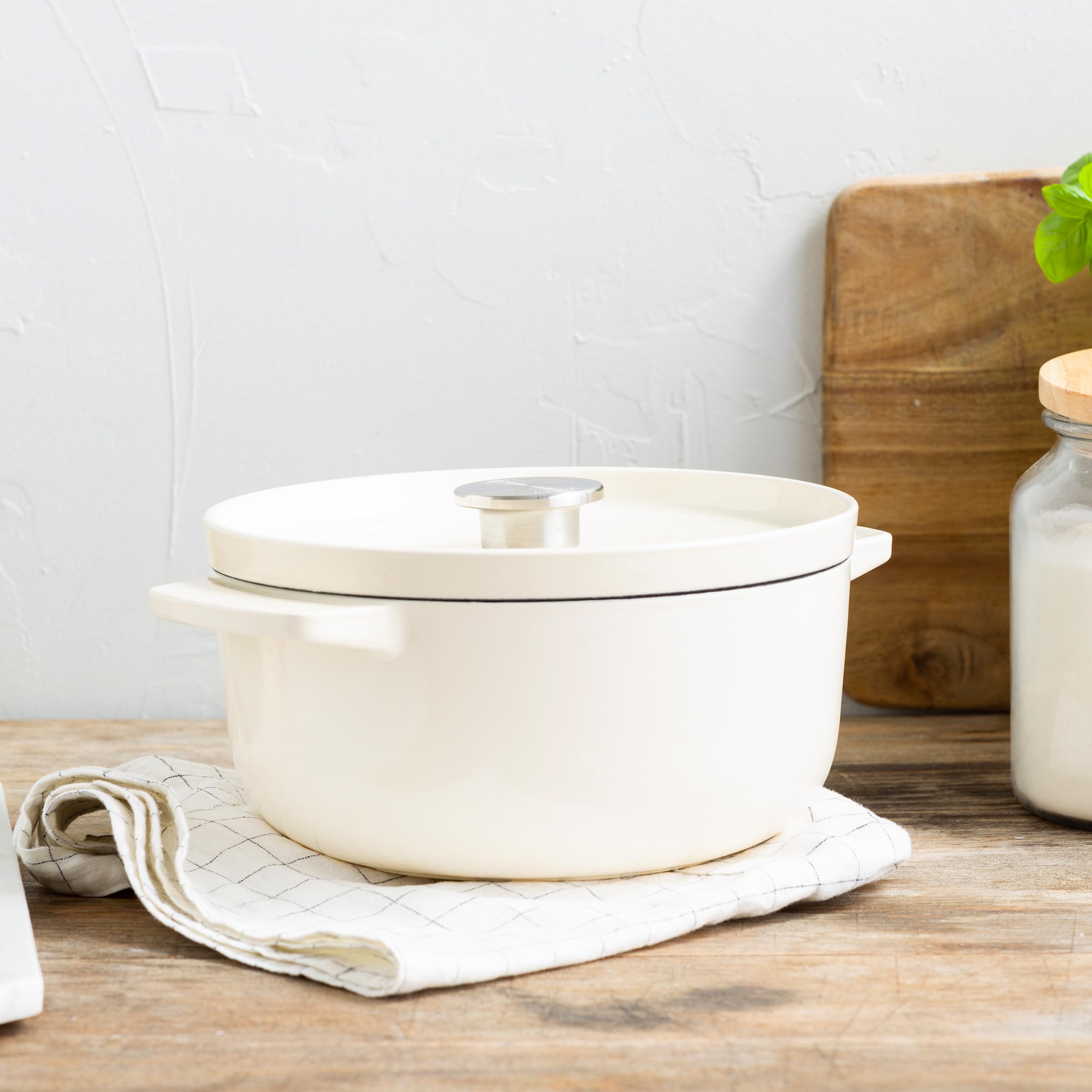 KitchenAid CC006056-001 Bräter mit Deckel - Rund - 3.3L 22cm Creme