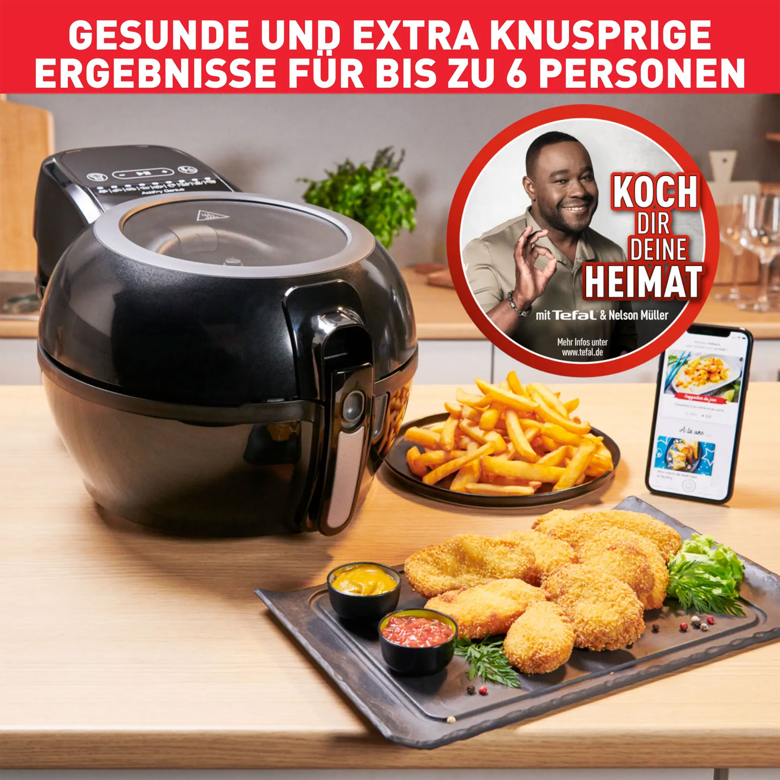 TEFAL FZ 773815 ActiFry Genius Smart Heißluft-Fritteuse schwarz