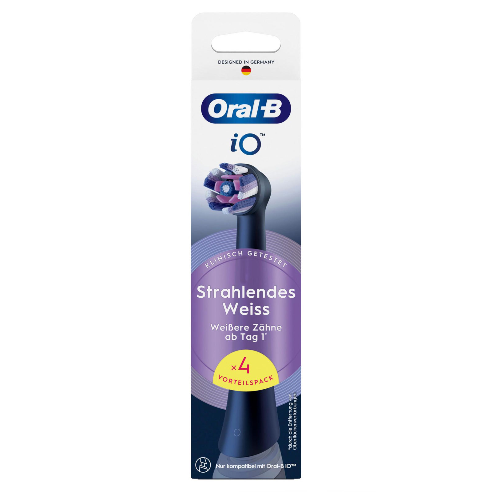 Oral-B iO Strahlendes Weiss, Original Aufsteckbürsten, Schwarz, 4er