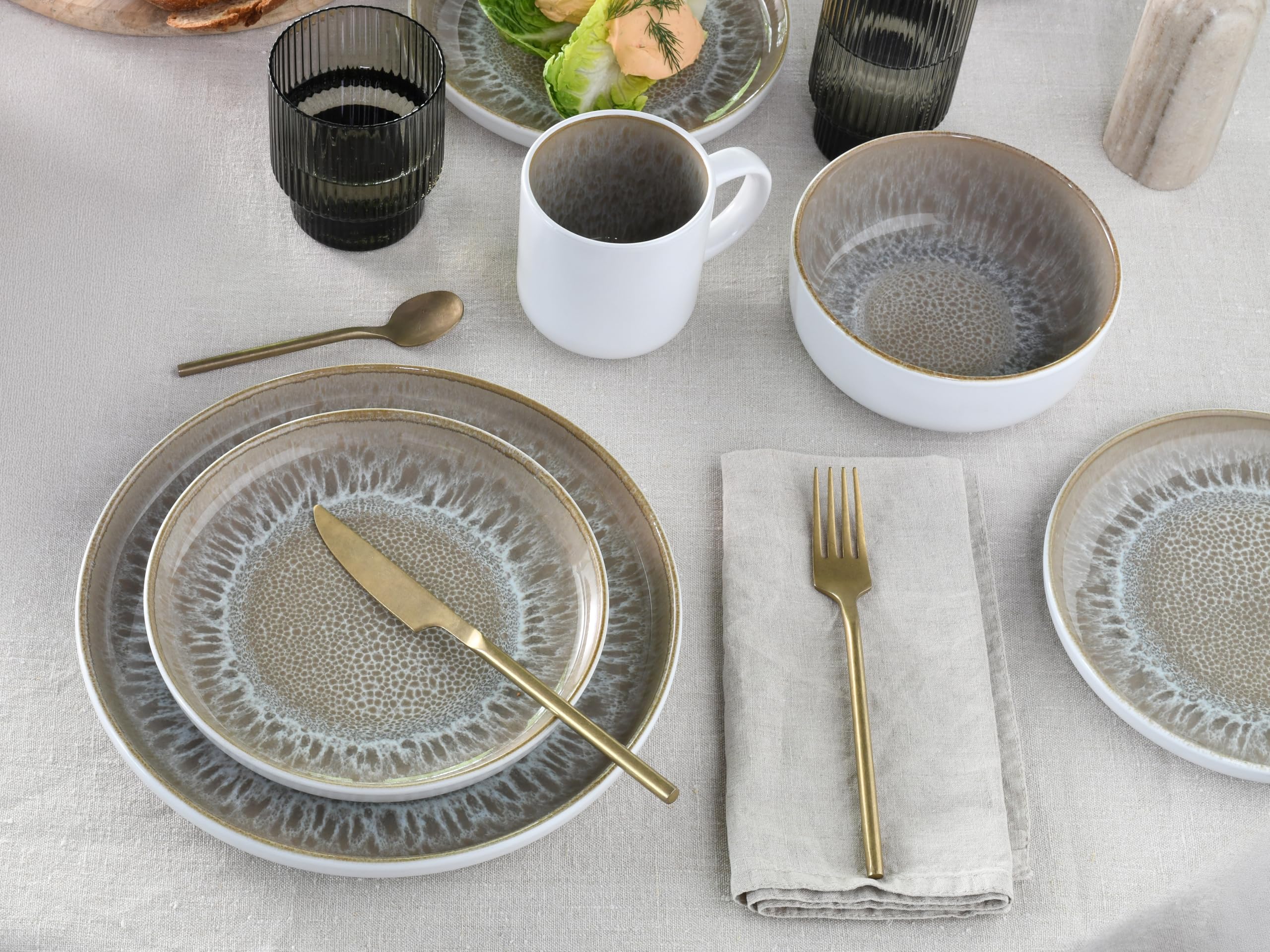 CreaTable 24715 Kombiservice Serie Nordic Fjord Sand 16-tlg. 4 Personen