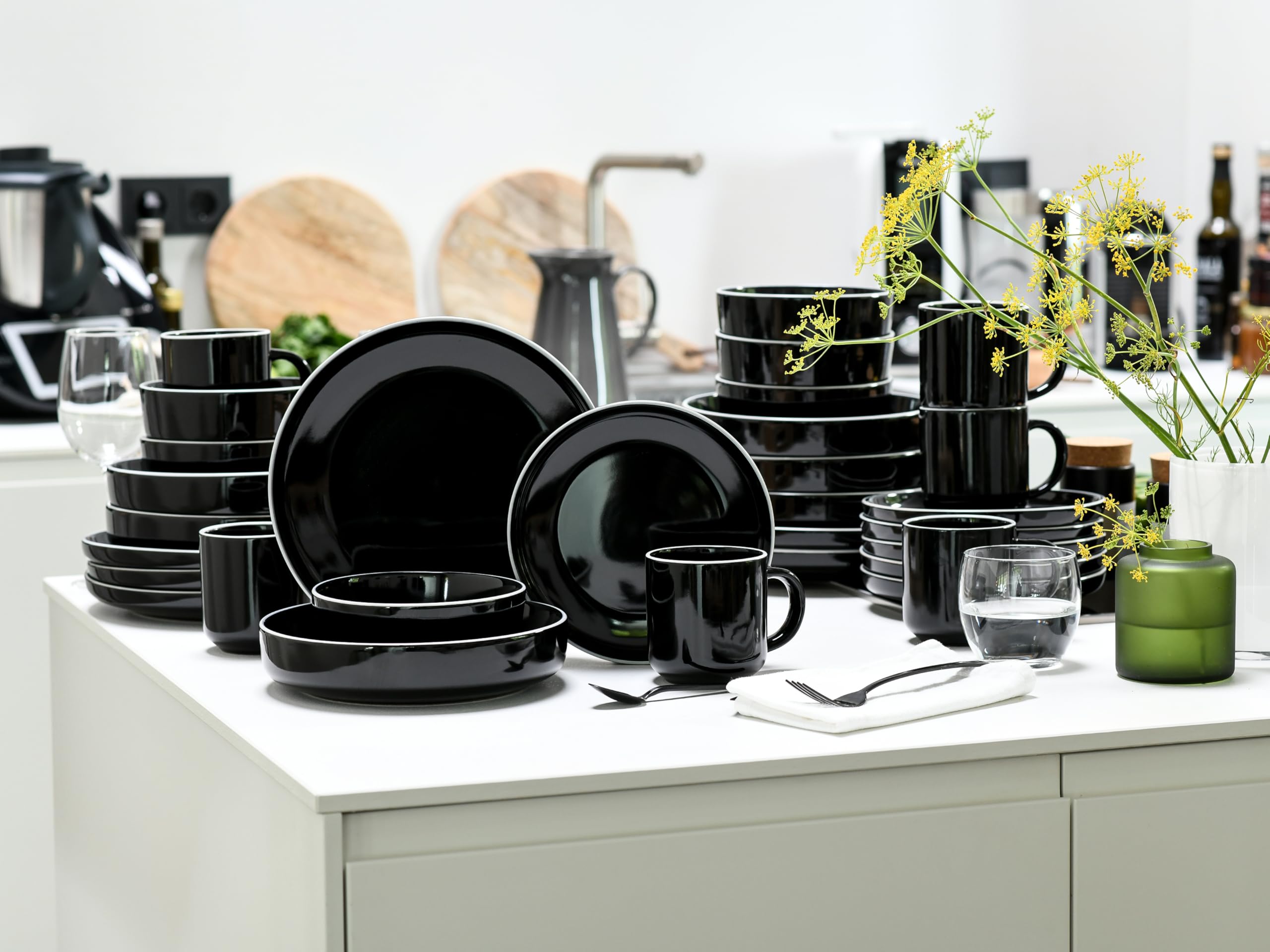 CreaTable 24804 Kombiservice Serie Nordic Gourmet Schwarz 30-tlg. 6 Personen
