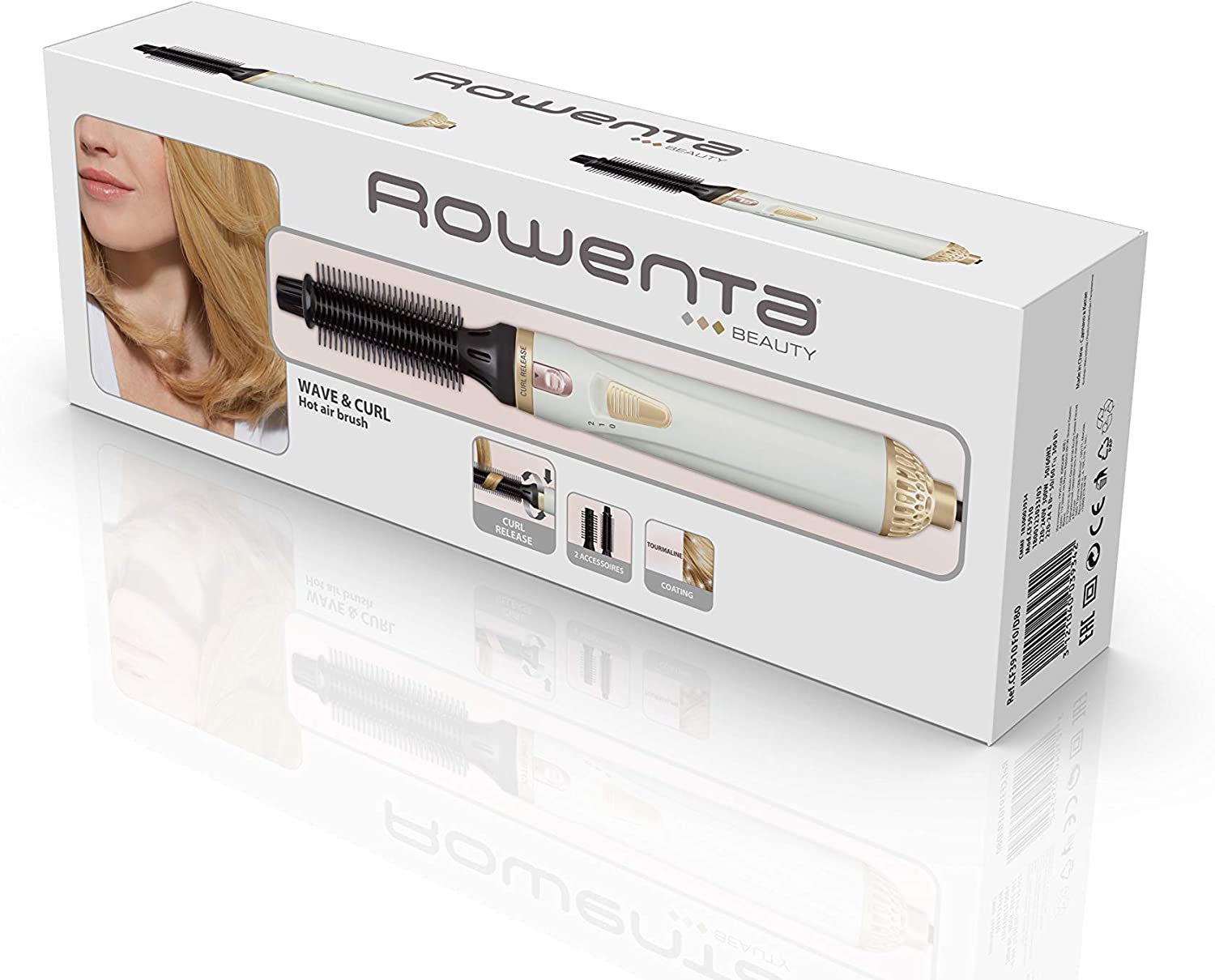 Rowenta CF 3910 Warmluftbürste Curl Release Brush weiß/gold