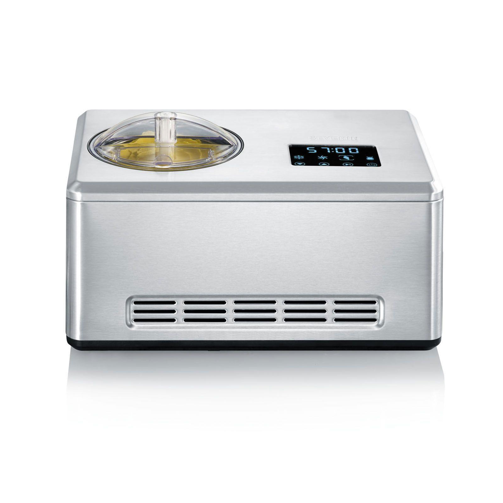Severin EZ 7406 2-in-1-Eismaschine mit Joghurt-Funktion und 2 Eisbehältern gebürsteter Edelstahl