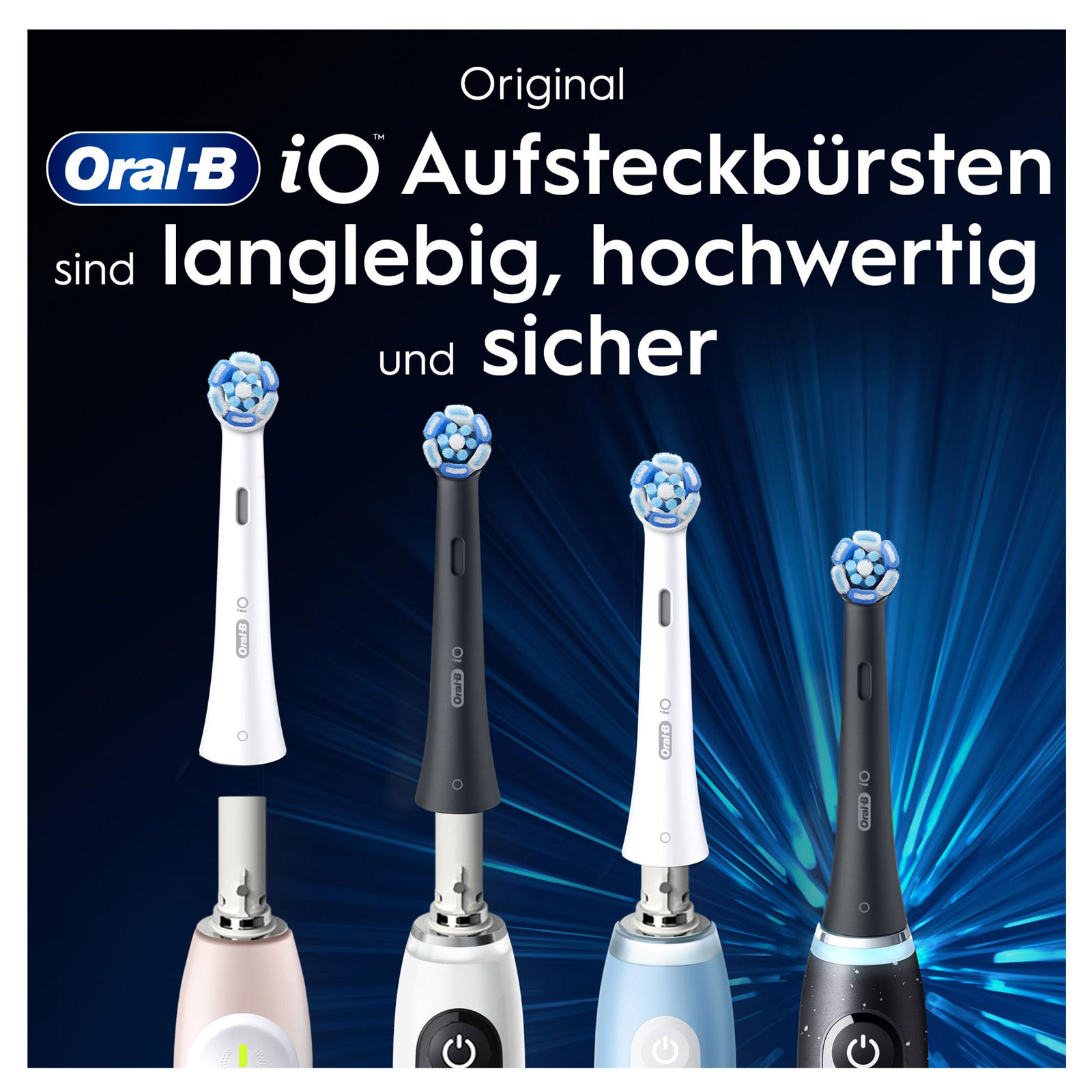 Oral-B iO Sanfte Reinigung, Original Aufsteckbürsten, Schwarz, 4er (passend für die Oral-B iO elektrische Zahnbürste)
