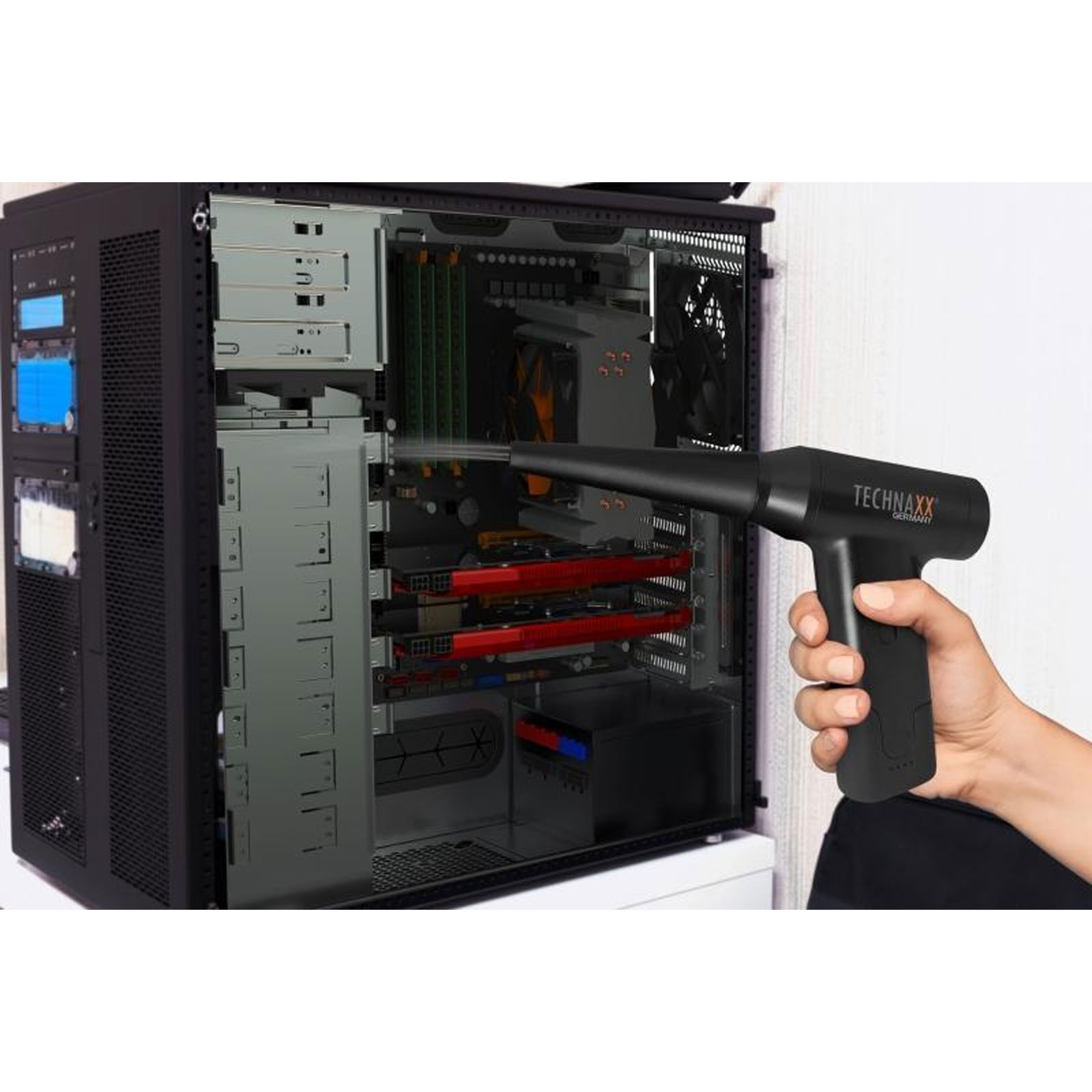 TECHNAXX TX-293 Akku Staubgebläse mit Saugfunktion (160W, Saug- und Blasfunktion, 2500 mAh, USC-C Anschluss)