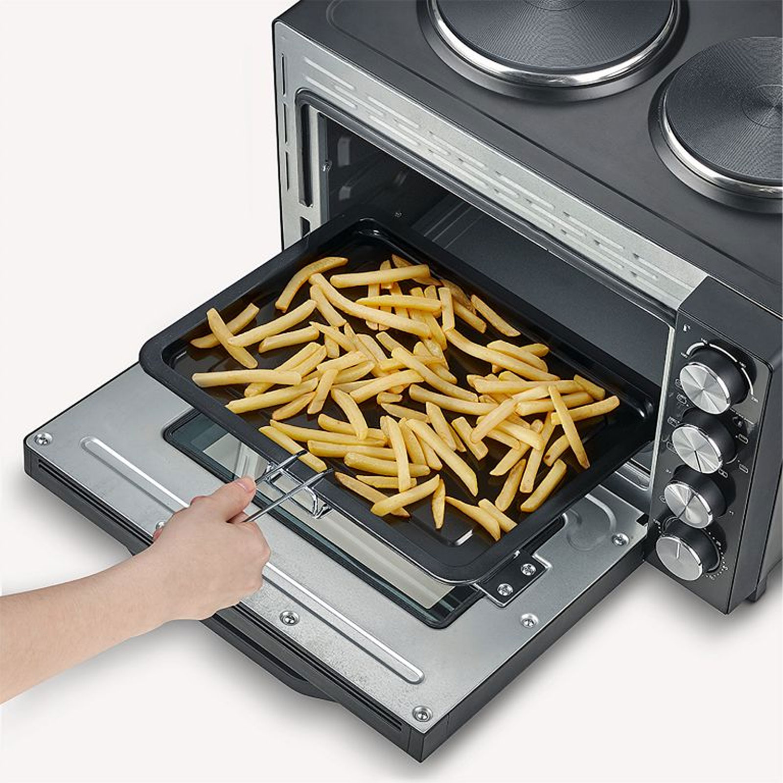 SEVERIN TO 2074 KLEINKÜCHE (2500 W, 30 l, schwarz, Oberhitze und Unterhitze, mit Umluft, Timer, Drehspieß, Backblech)