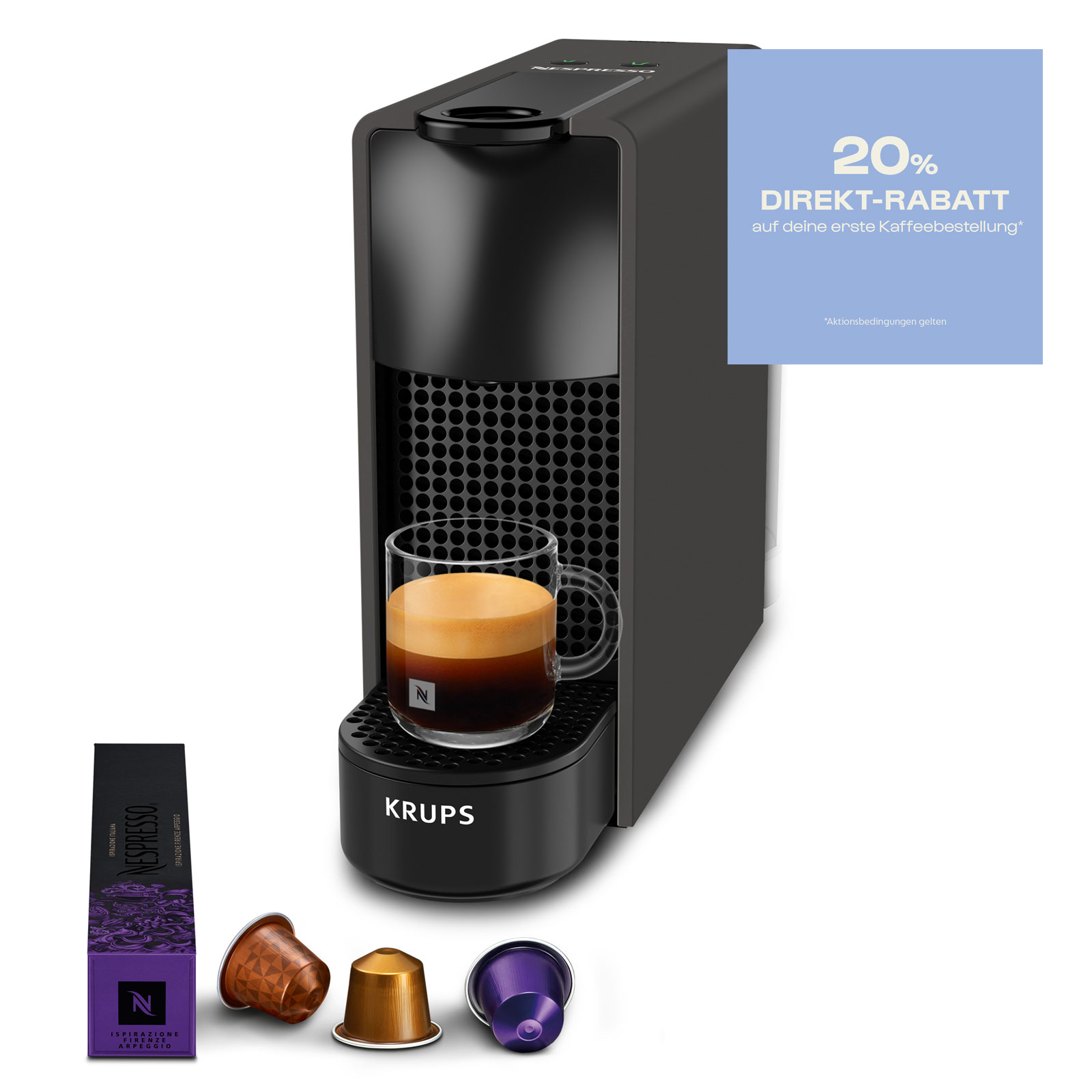 Krups Essenza Mini Nespresso Kaffeekapselmaschine XN110NF0 - Matte Black