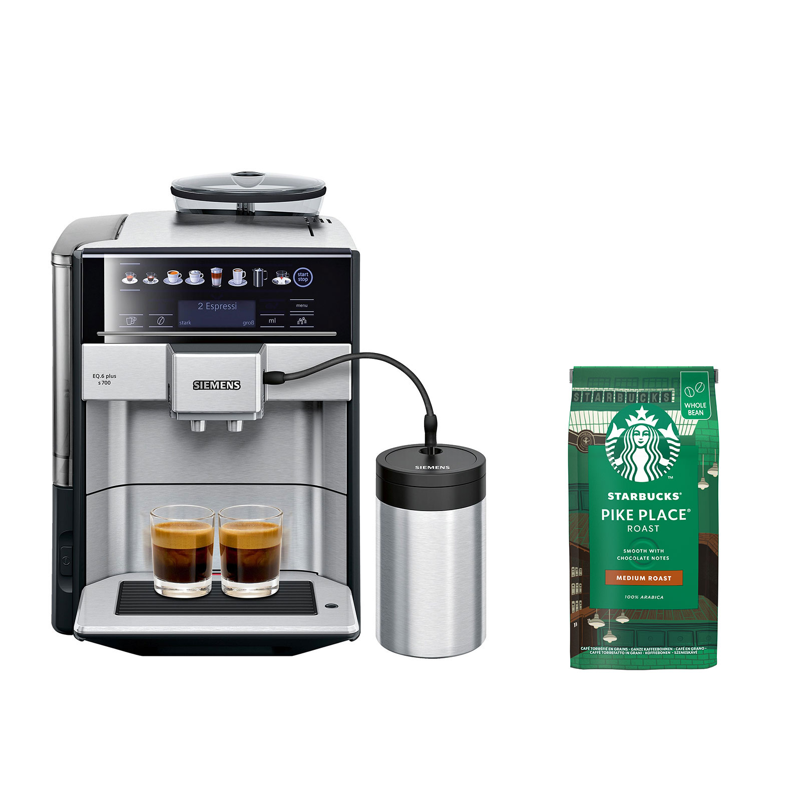 Siemens TE657M03DE Kaffeevollautomat + Nestle Starbucks Pike Place Roast Ganze Bohne 200g