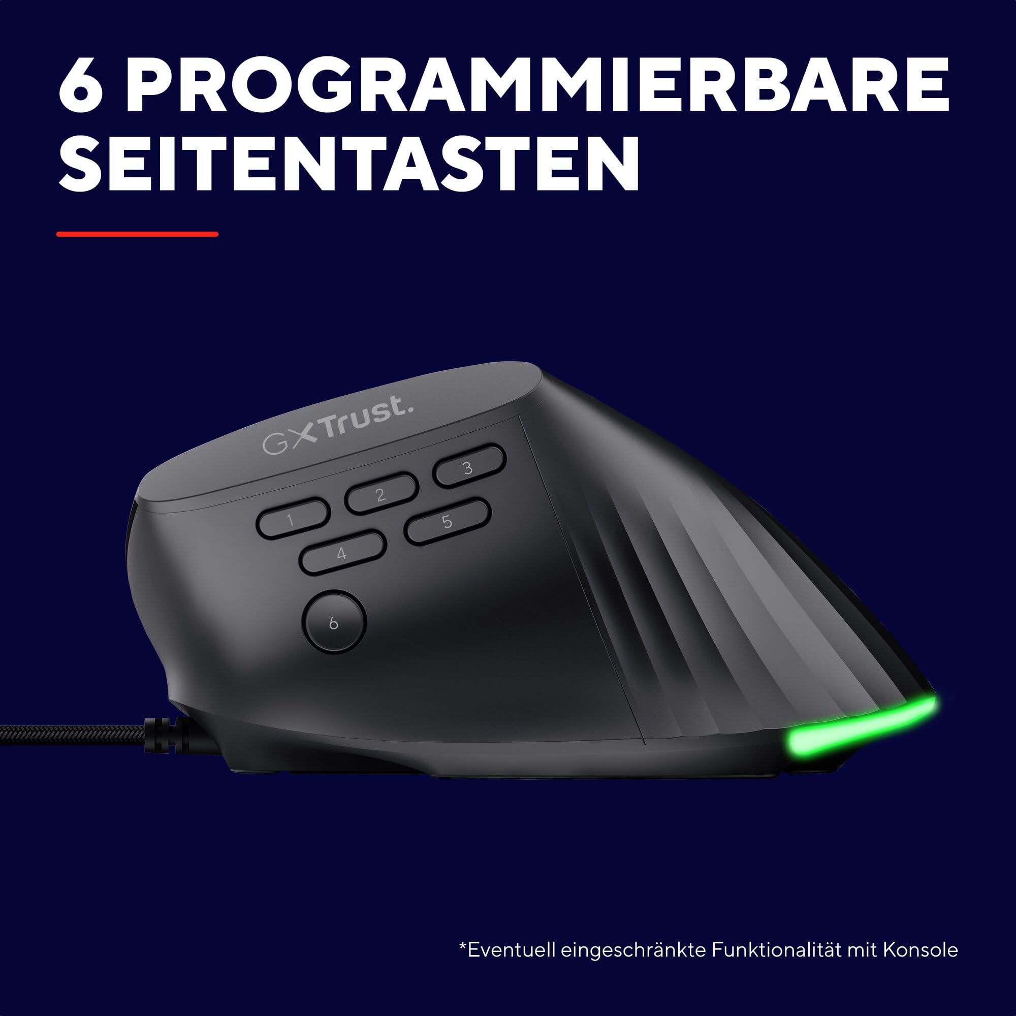 GXTrust 145 Rexxa Vertikale Gaming Maus mit Programmierbaren Tasten