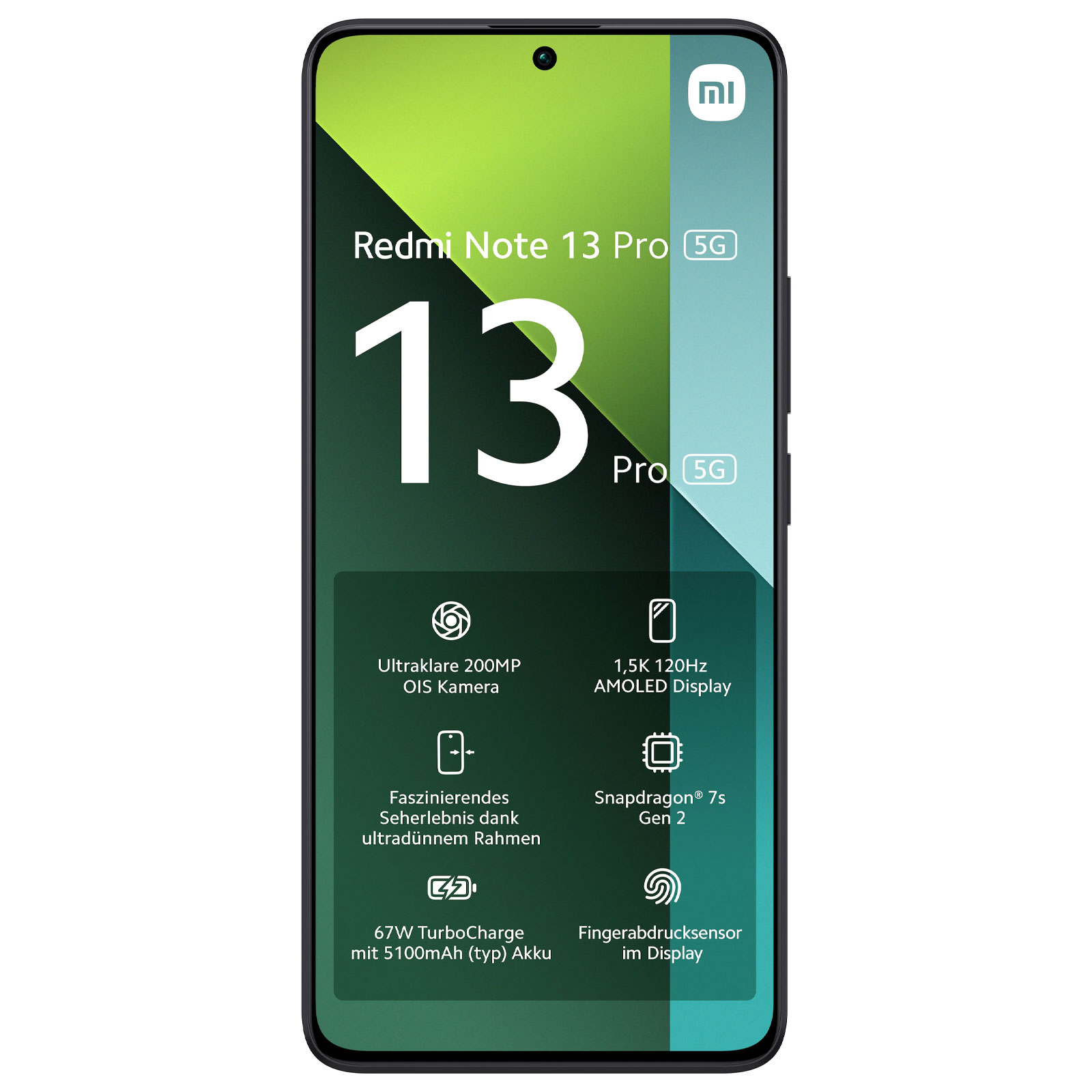 Xiaomi Redmi Note 13 Pro 5G 8GB + 256GB Ocean Teal Smartphone (6,67 Zoll, 200 MP, Triple-Kamera, 5.100-mAh, Octa-Core, Fingerabdrucksensor, Gesichtserkennung)