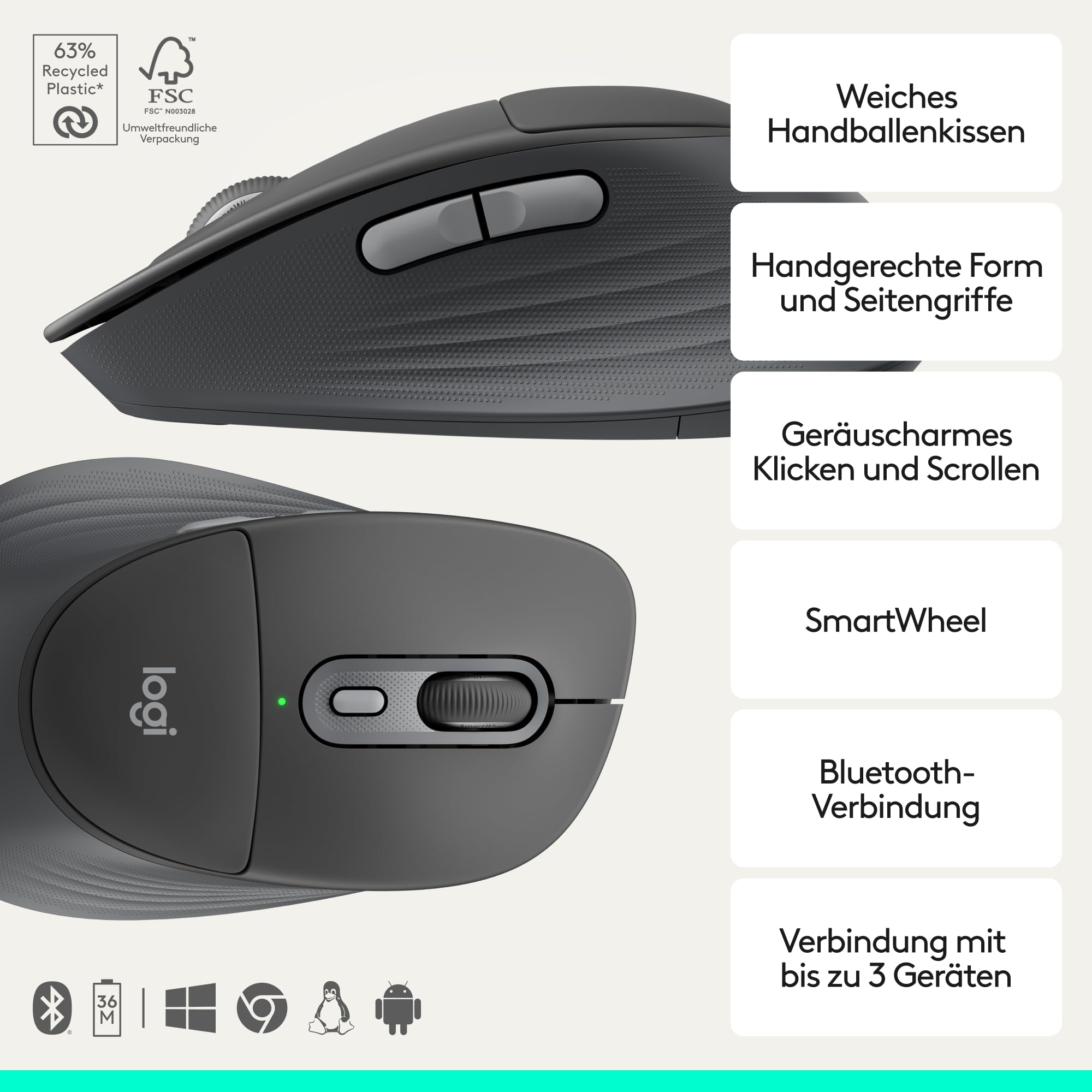 Logitech Signature Comfort Plus Combo MK880, kabelloses Tastatur-Maus-Set