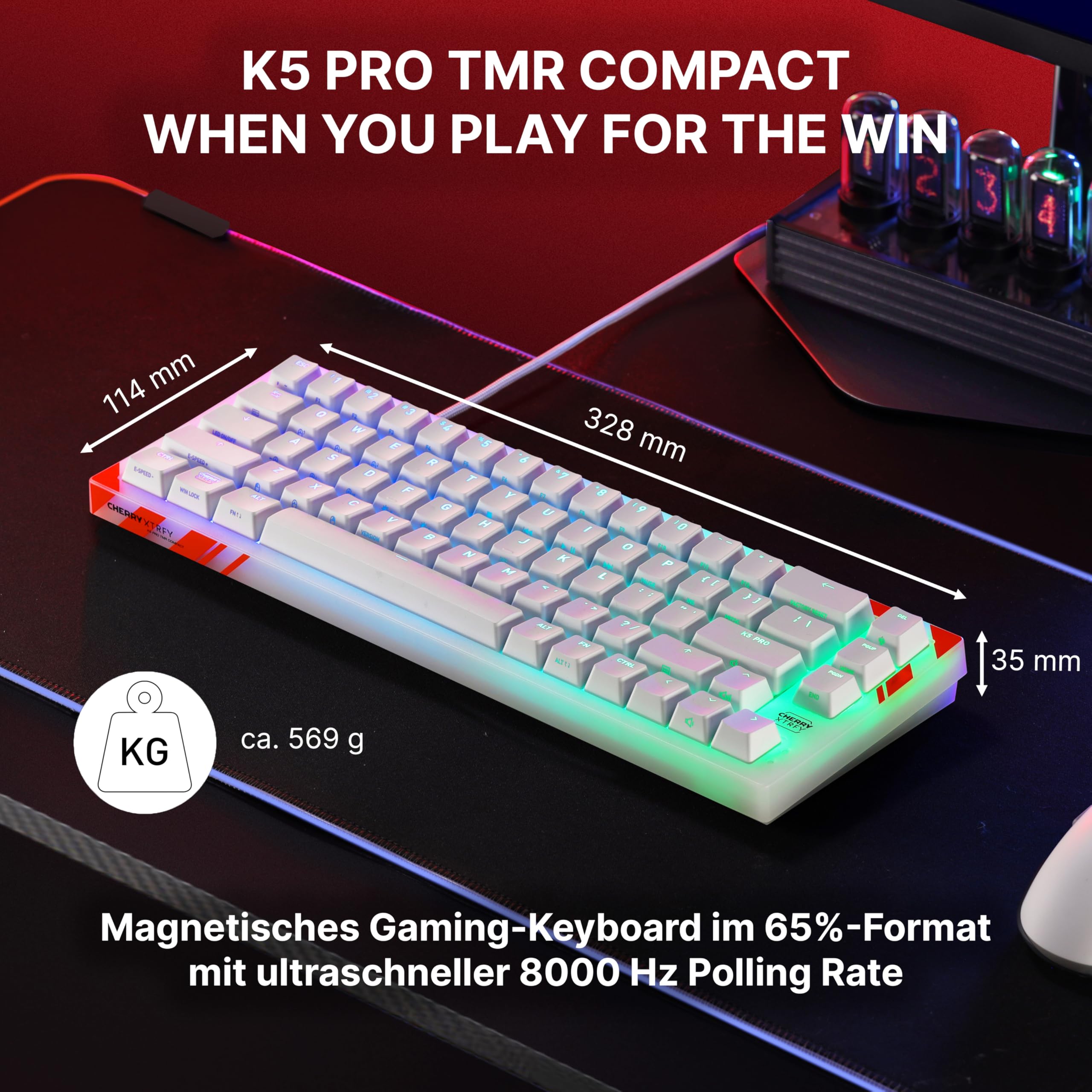 Cherry XTRFY K5 Pro TMR Compact - Magnetische Kabelgebundene Gaming-Tastatur