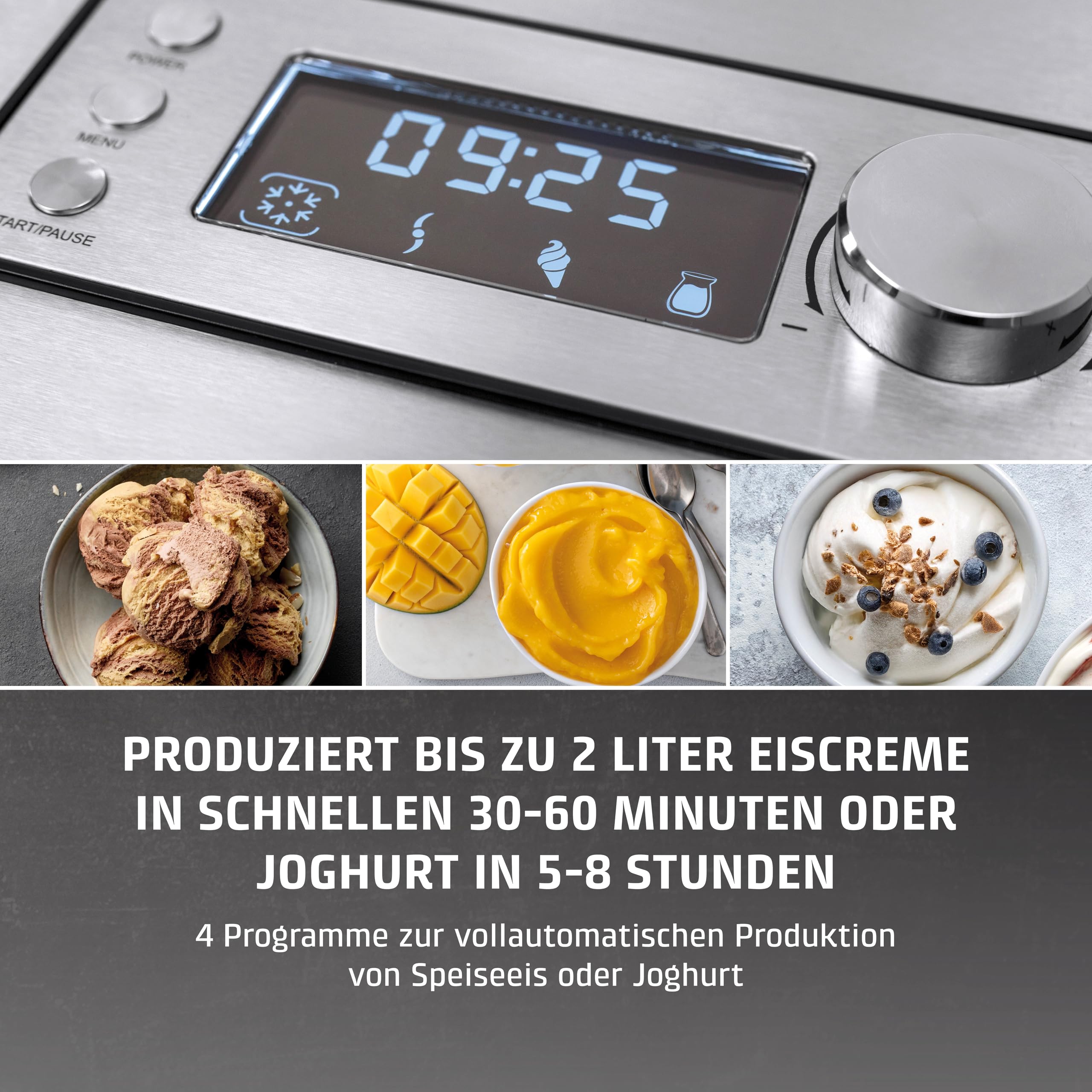 CASO Ice Creamer - 2 in 1 Design Eismaschine und Joghurtmaschine