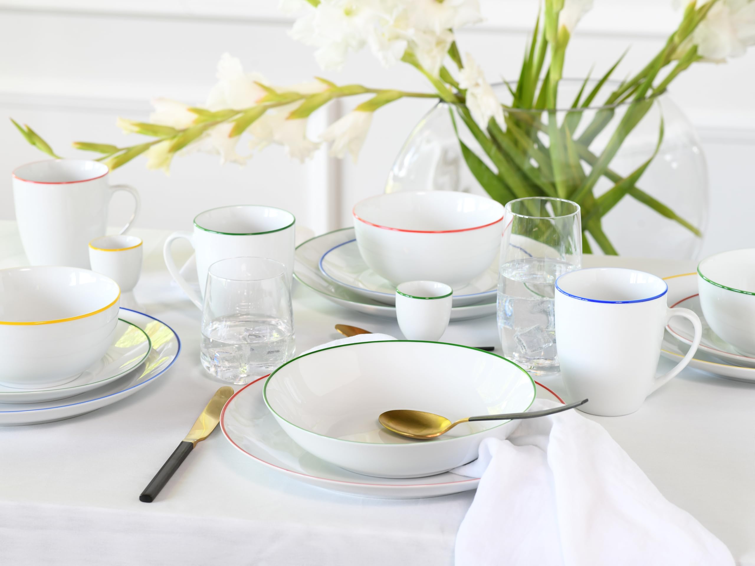 CreaTable Kombiservice 24056 Serie Luna Color Line 24-teiliges 4 Personen