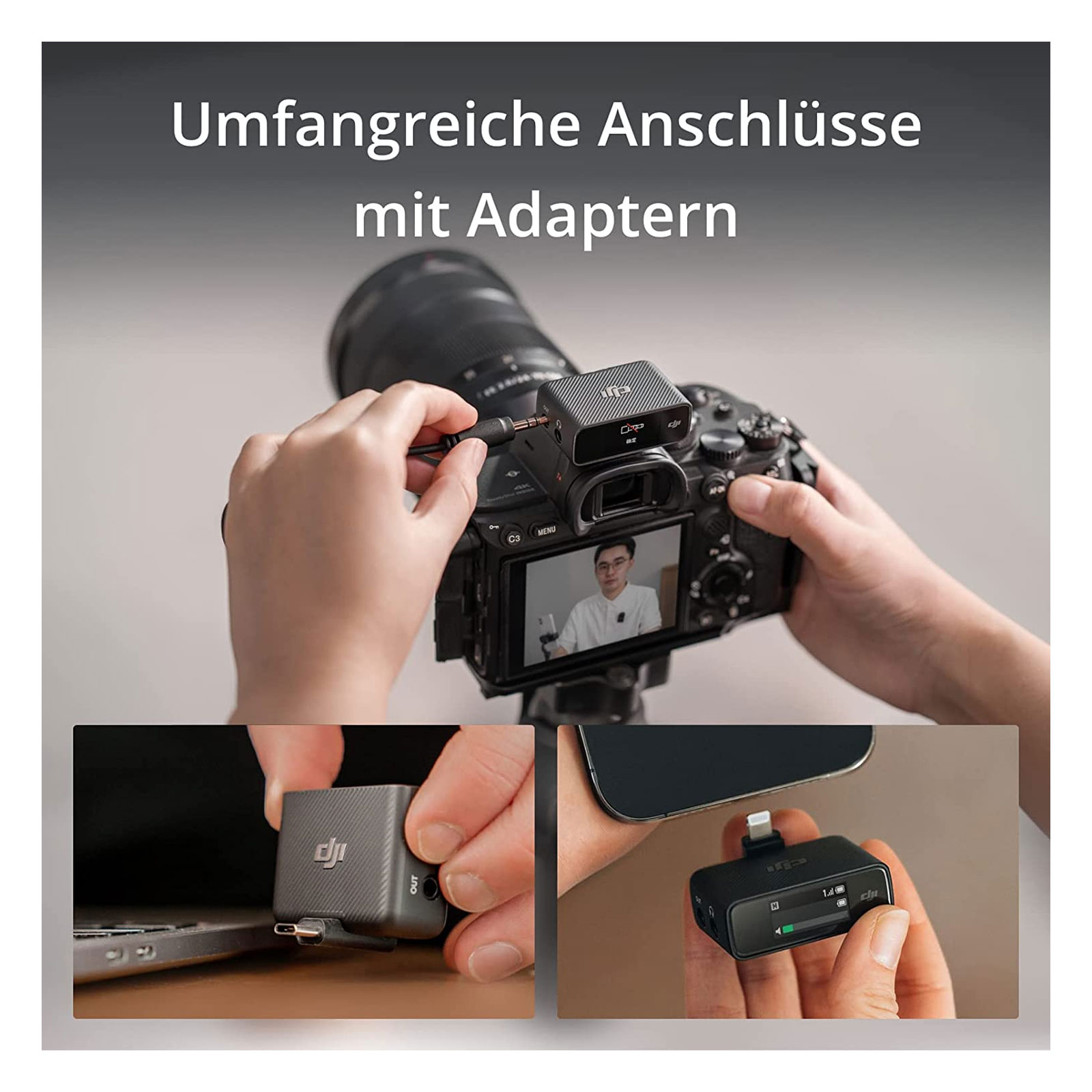 DJI Mic (1 Sender + 1 Empfänger) Lavalier-Funkmikrofon mit 250 m Reichweite