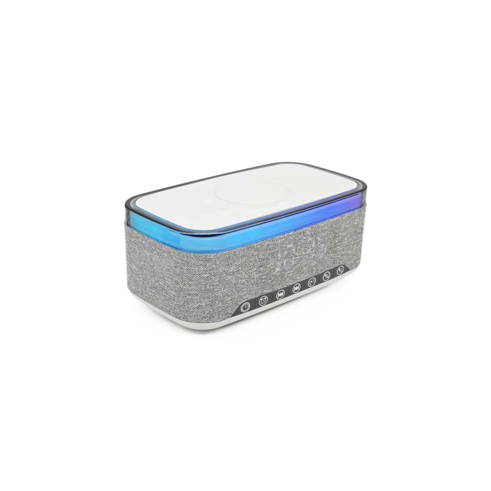 DENVER Radiowecker CRQ-225 grau (UKW-Radio, Bluetooth, Wireless Charging (15W), USB-A, MicroSD, AUX, LED-Digitaldisplay)