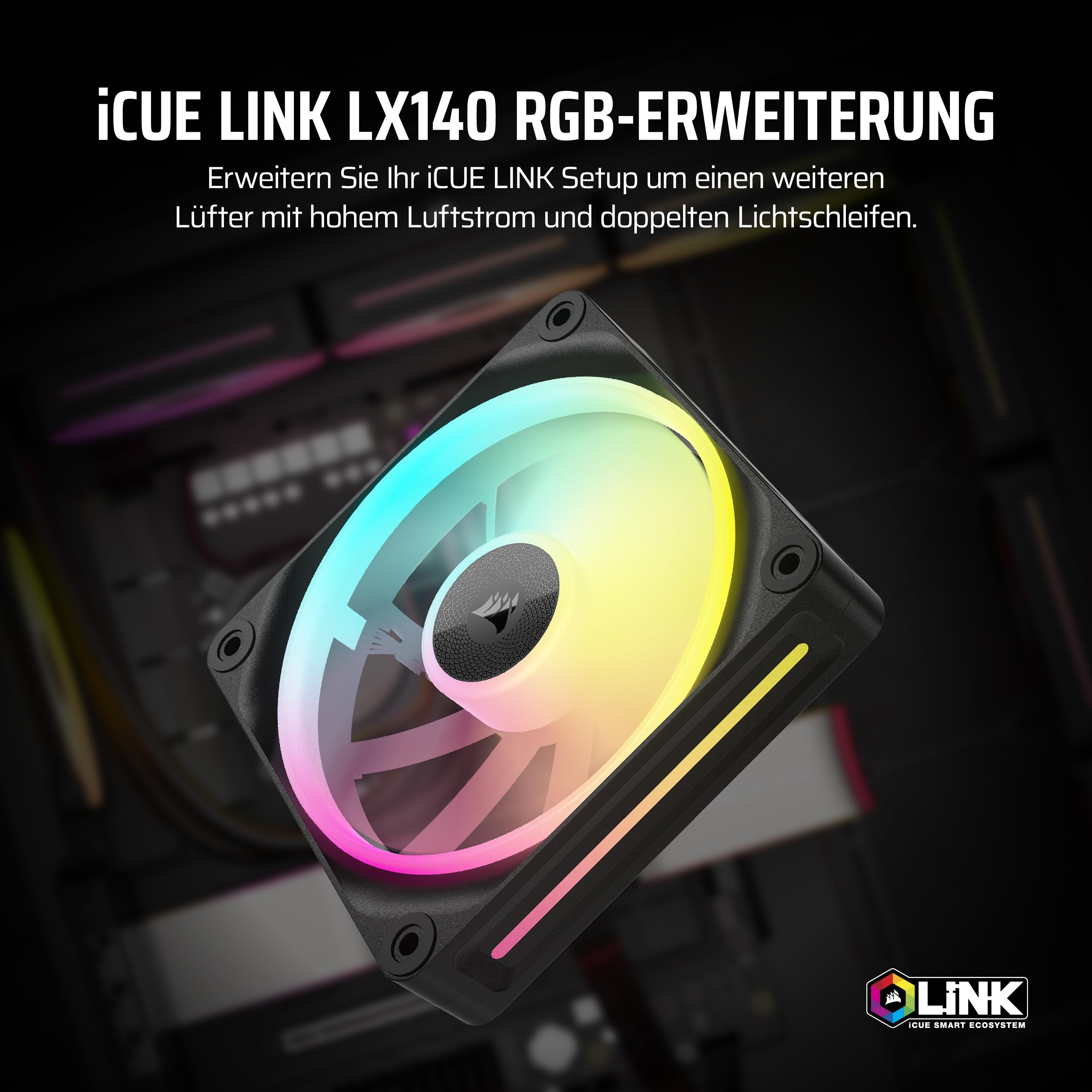 CORSAIR iCUE LINK LX140 RGB 140mm PWM-Lüfter Einzelpackung