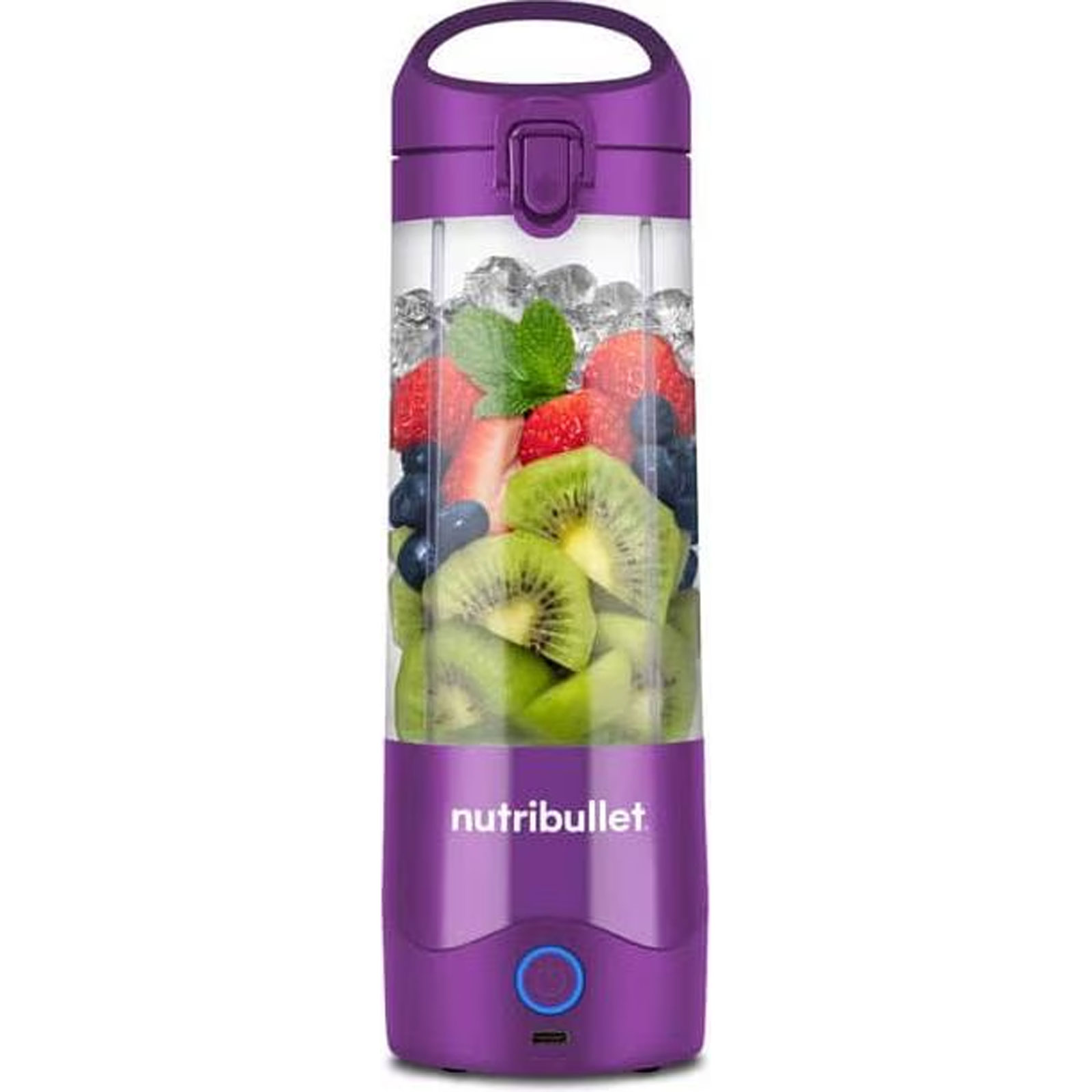 nutribullet NBP003PU Portable Samtlila Standmixer (Akkubetrieb, 0,475 Liter Tritan™ Mixbecher, To Go Deckelaufsatz, 6-Punkt-Edelstahlklinge, Smoothiefunktion, Pulsfunktion, Kunststoff/Edelstahl, Samtlila)