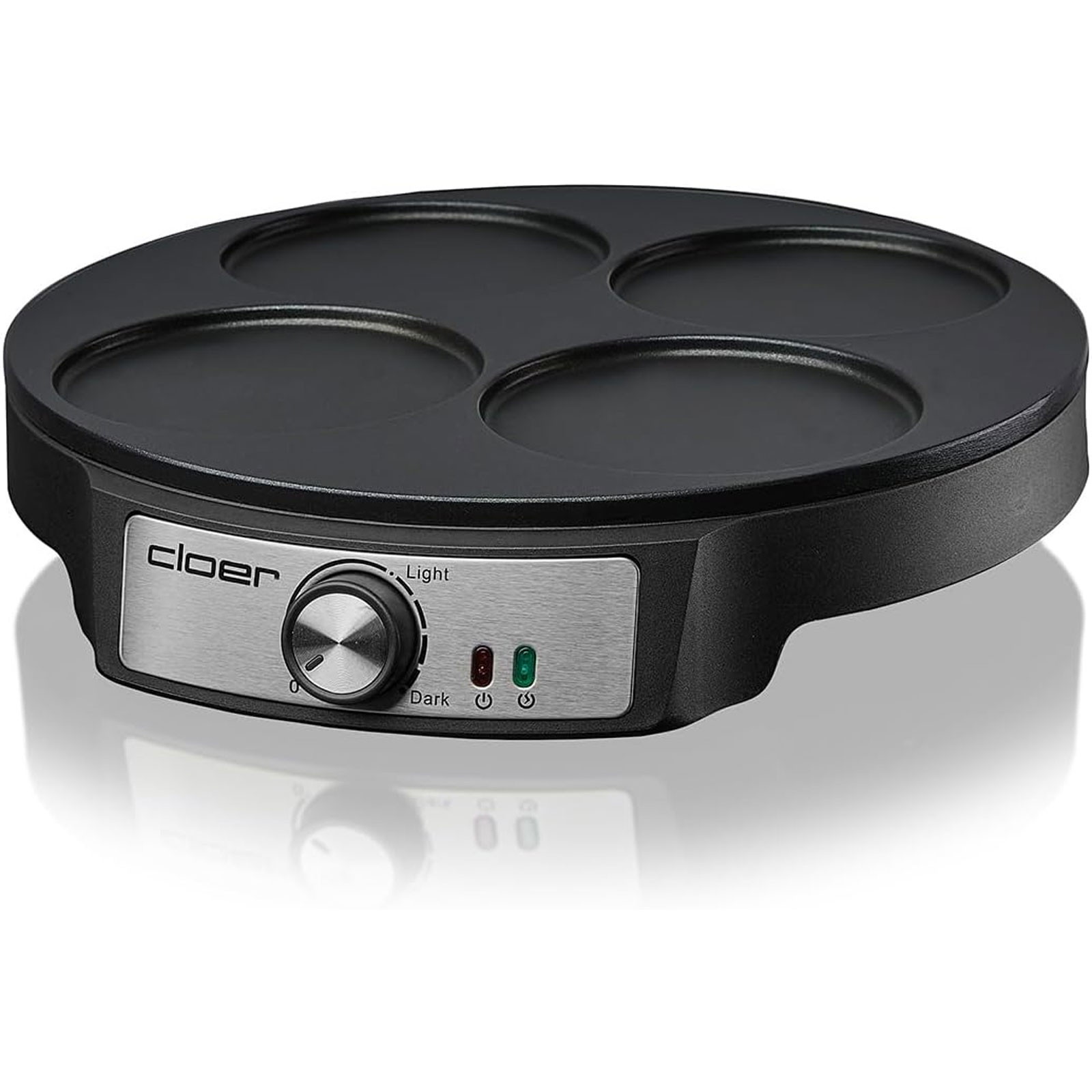 CLOER 6625 Pancake Maker (1200 Watt, Antihaftbeschichtung, vier Pfannkuchen (11 cm Ø))