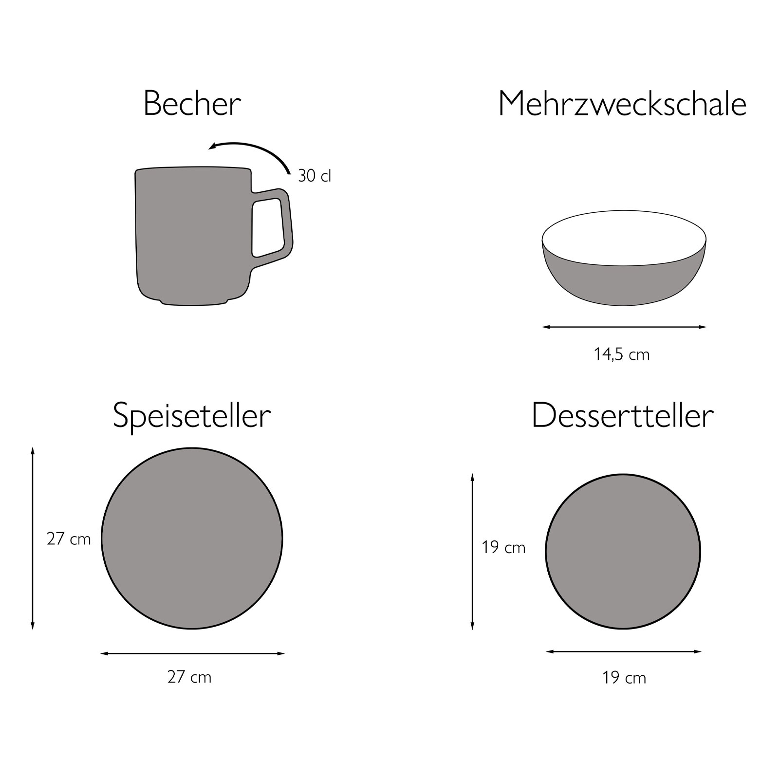 Creatable, 22855, Serie Bella Casa COTTAGE, Geschirrset, Kombiservice 16 teilig, Steinzeug
