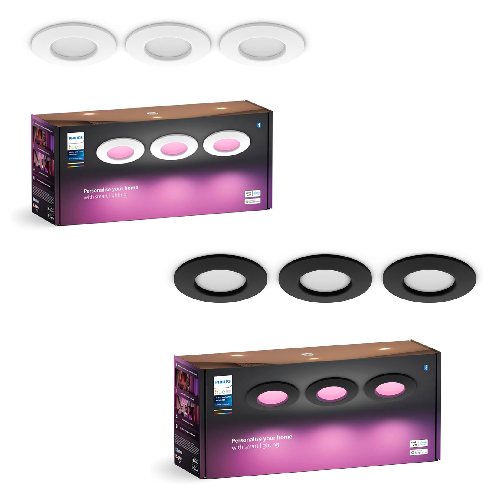 Philips Hue Slim Recessed 90mm 3er weiß LED Lampe