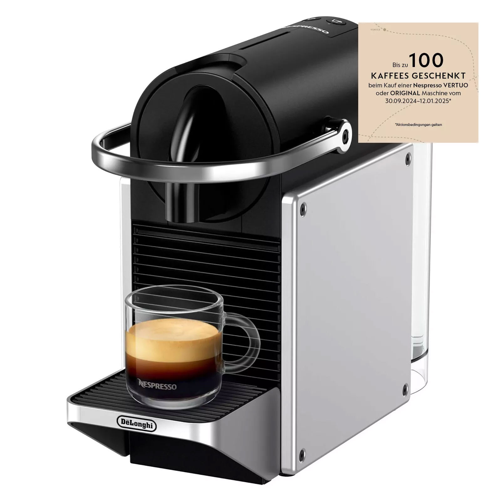 De'Longhi EN127.S PIXIE Re-Design silber Nespresso-Kapselmaschine